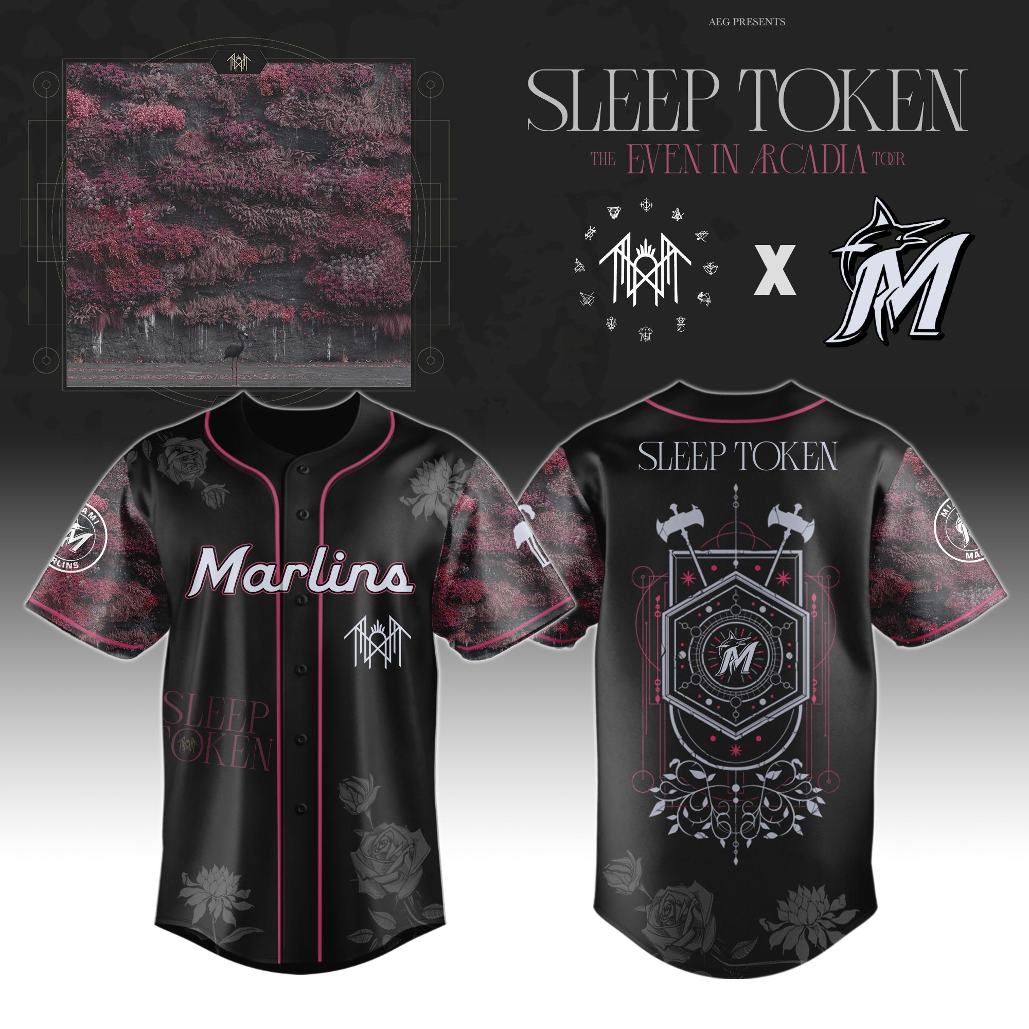 Miami Marlins x Sleep Token Even in Arcadia Tour 2025 Baseball Jersey For Sport Teams Fans
