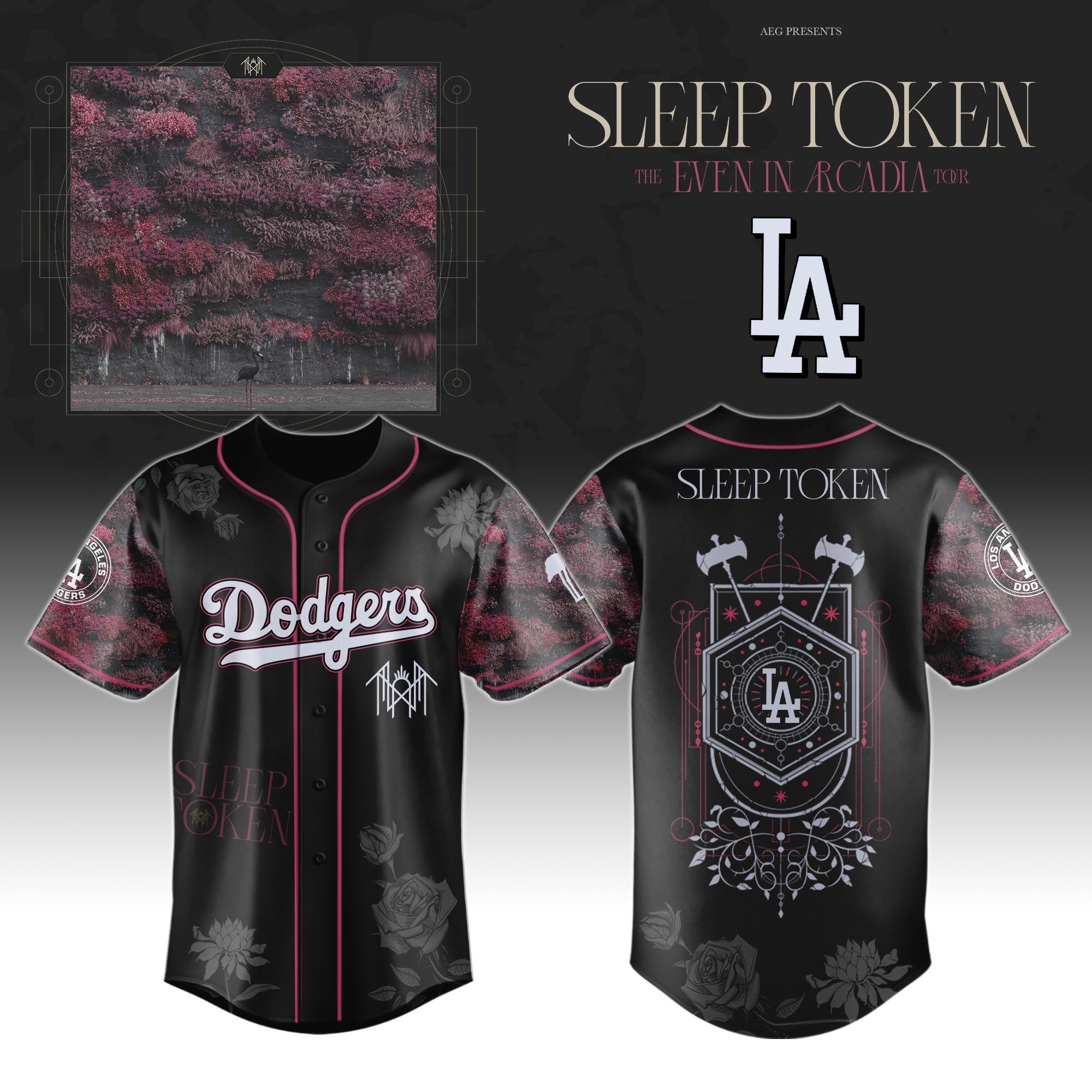 Los Angeles Dodgers x Sleep Token Even in Arcadia Tour 2025 Baseball Jersey For Sport Teams Fans