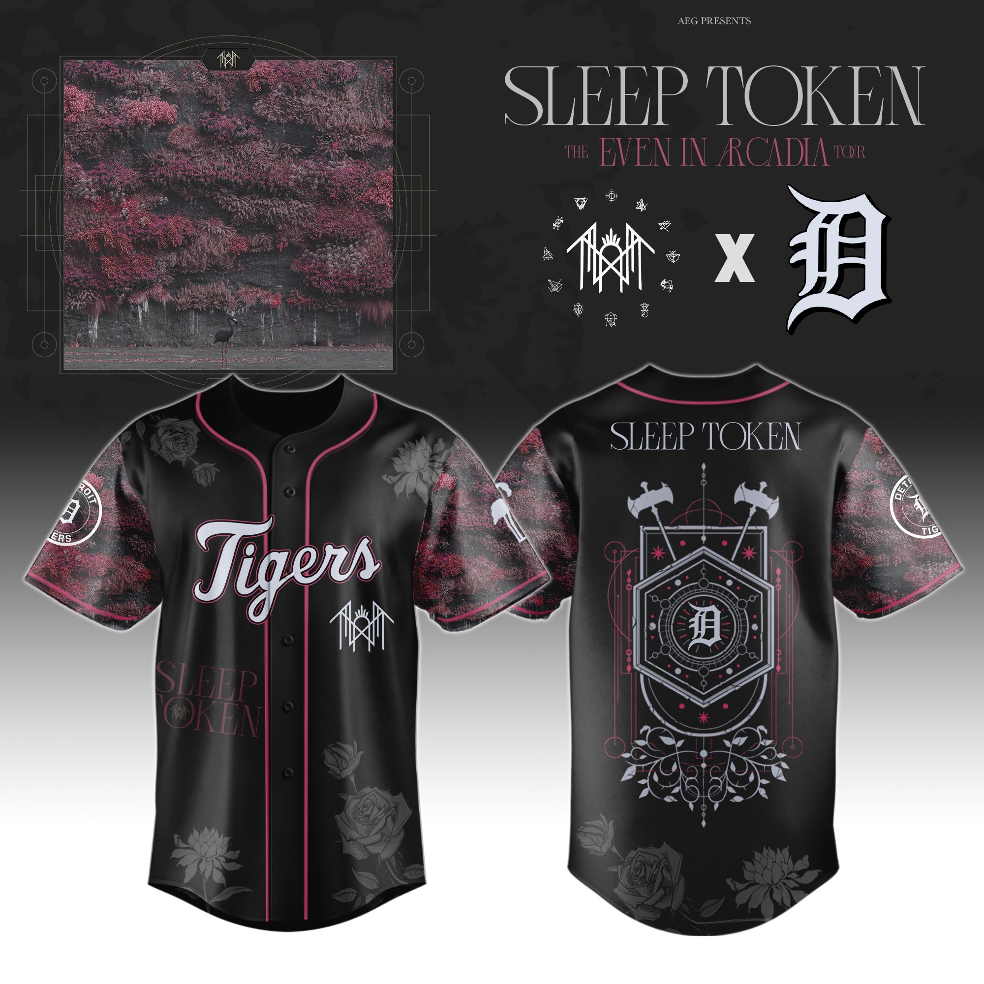 Detroit Tigers x Sleep Token Even in Arcadia Tour 2025 Baseball Jersey For Sport Teams Fans