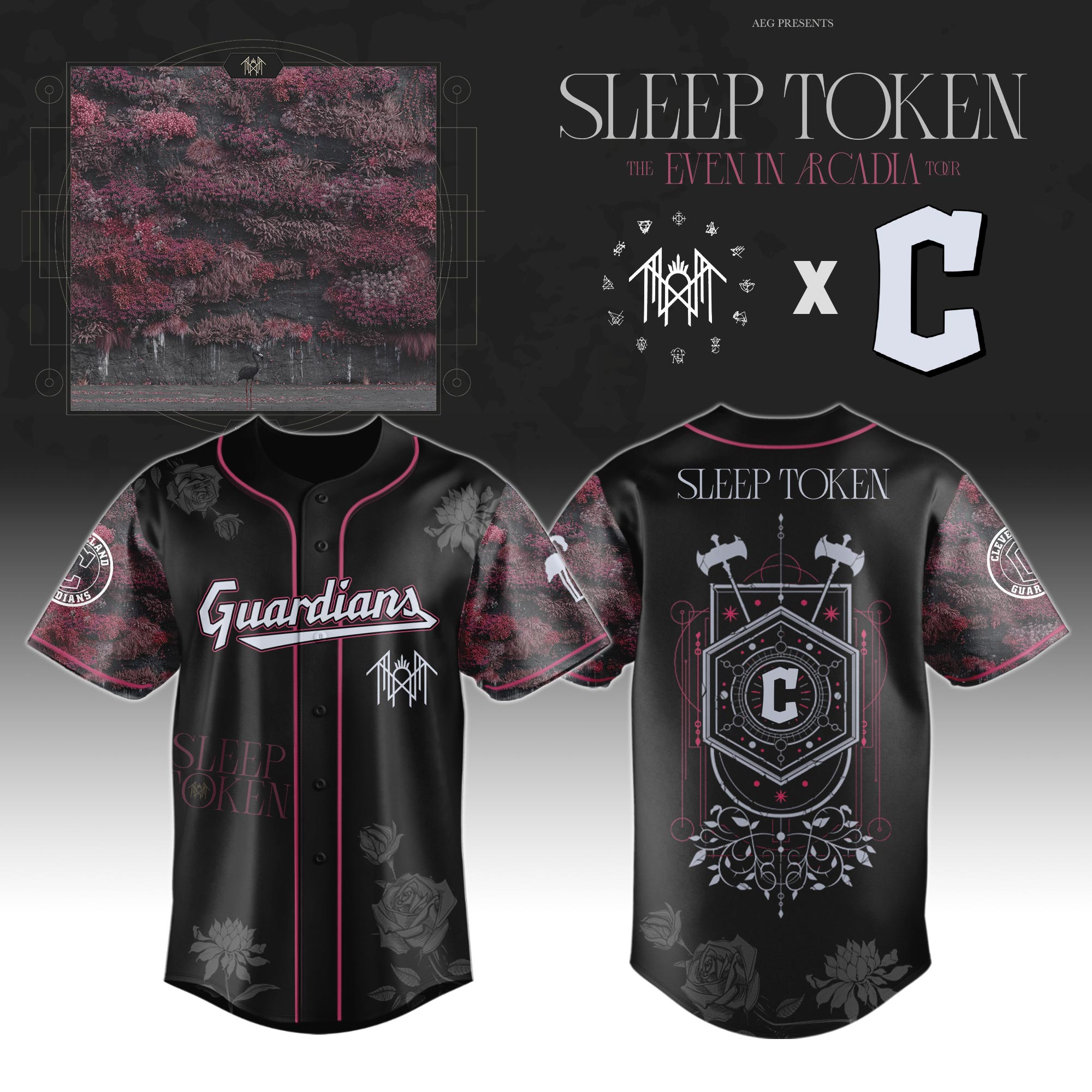 Cleveland Guardians x Sleep Token Even in Arcadia Tour 2025 Baseball Jersey For Sport Teams Fans