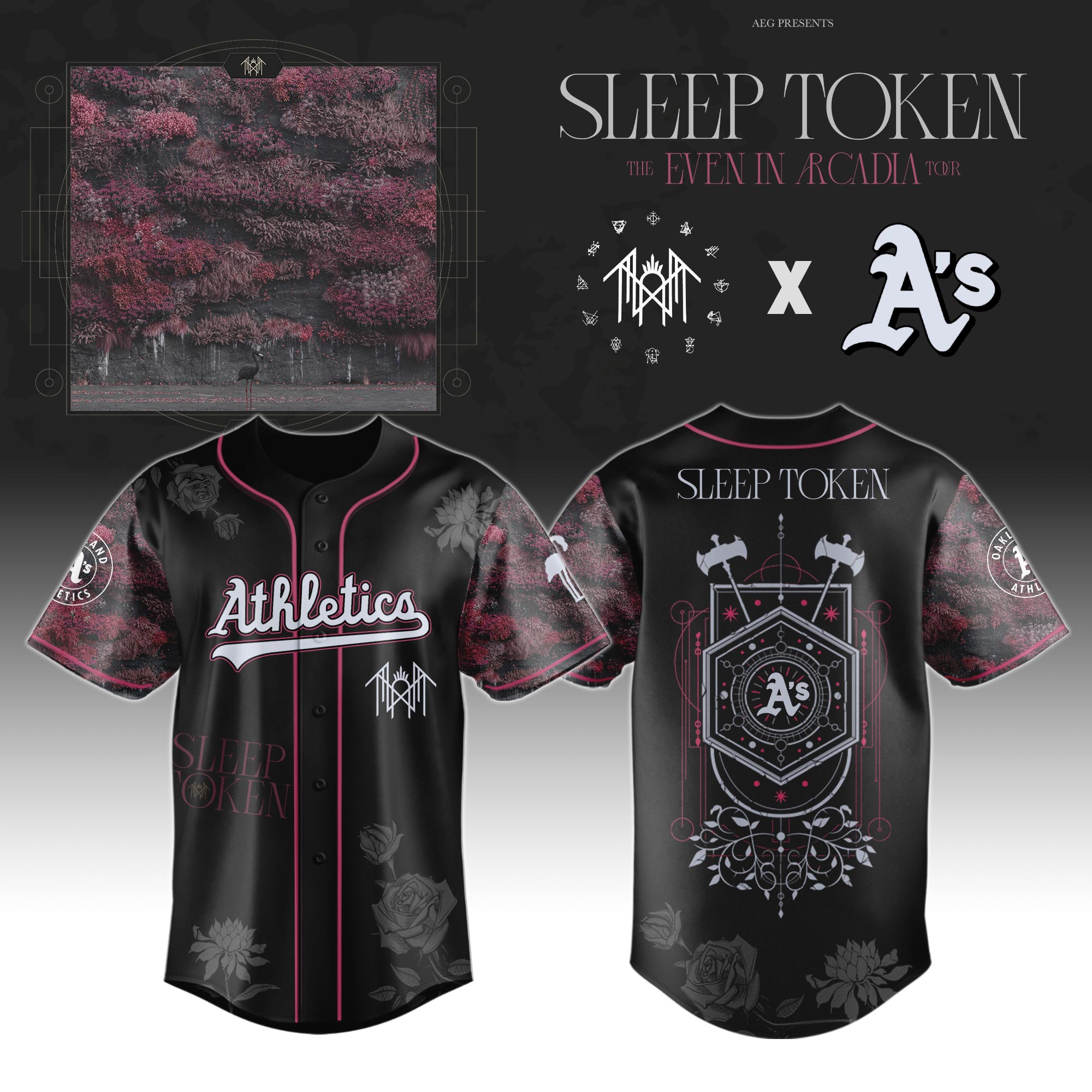 Oakland Athletics x Sleep Token Even in Arcadia Tour 2025 Baseball Jersey For Sport Teams Fans