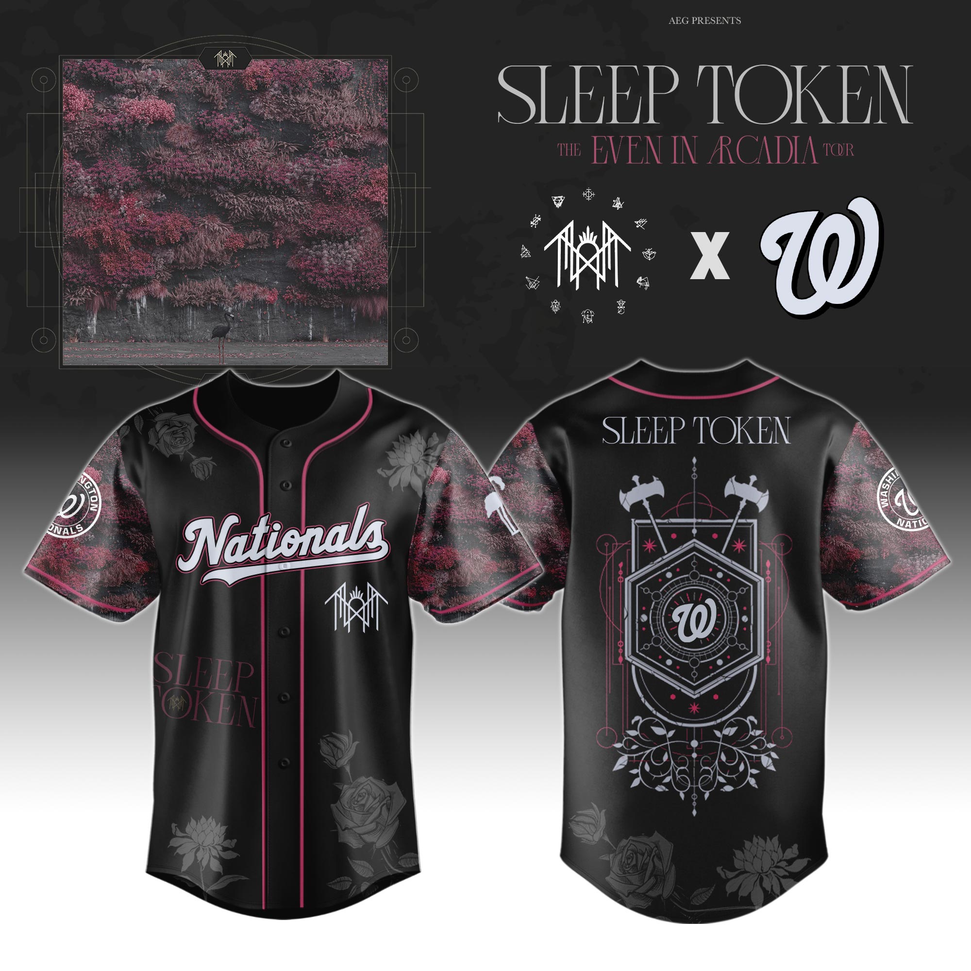 Washington Nationals x Sleep Token Even in Arcadia Tour 2025 Baseball Jersey For Sport Teams Fans
