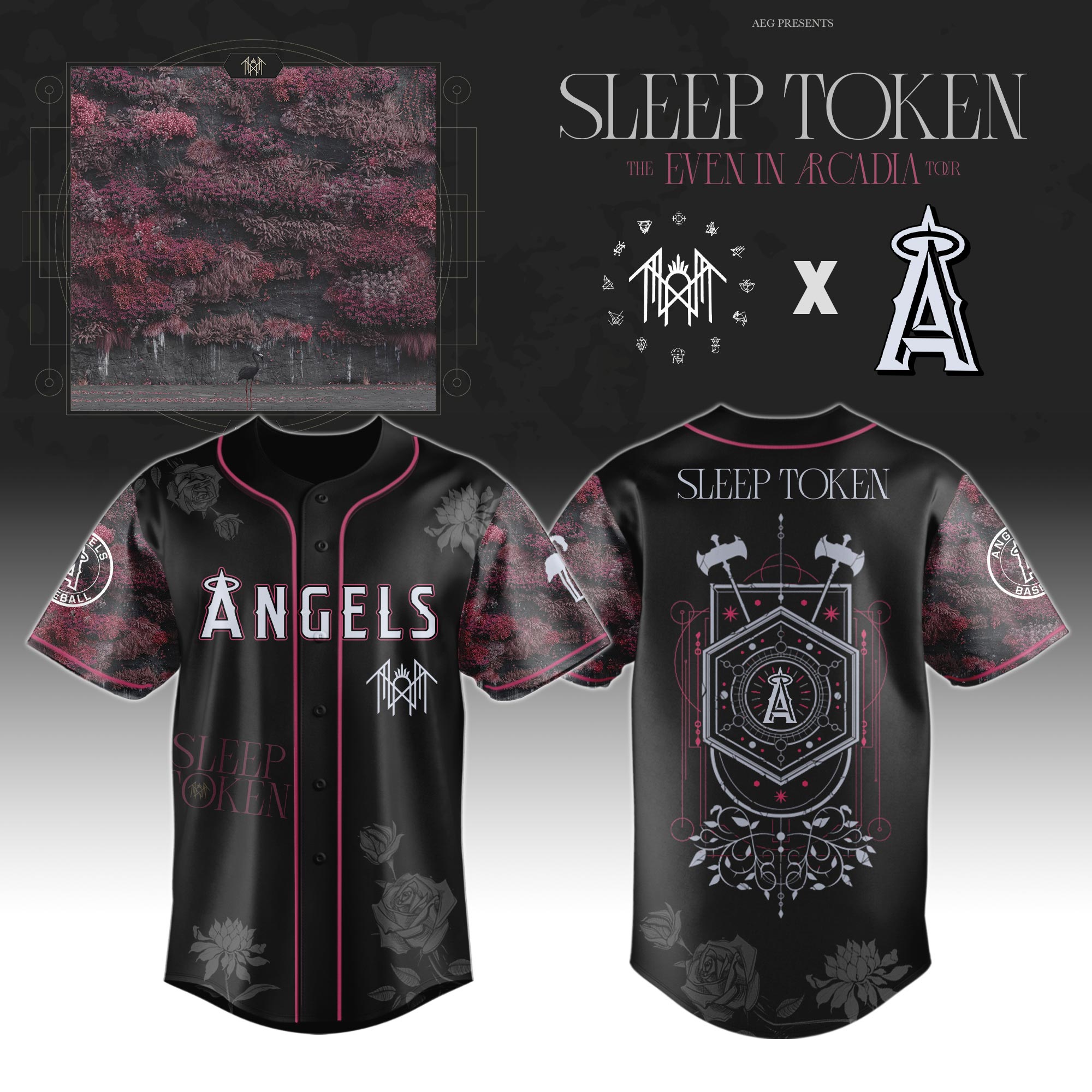 Los Angeles Angels x Sleep Token Even in Arcadia Tour 2025 Baseball Jersey For Sport Teams Fans