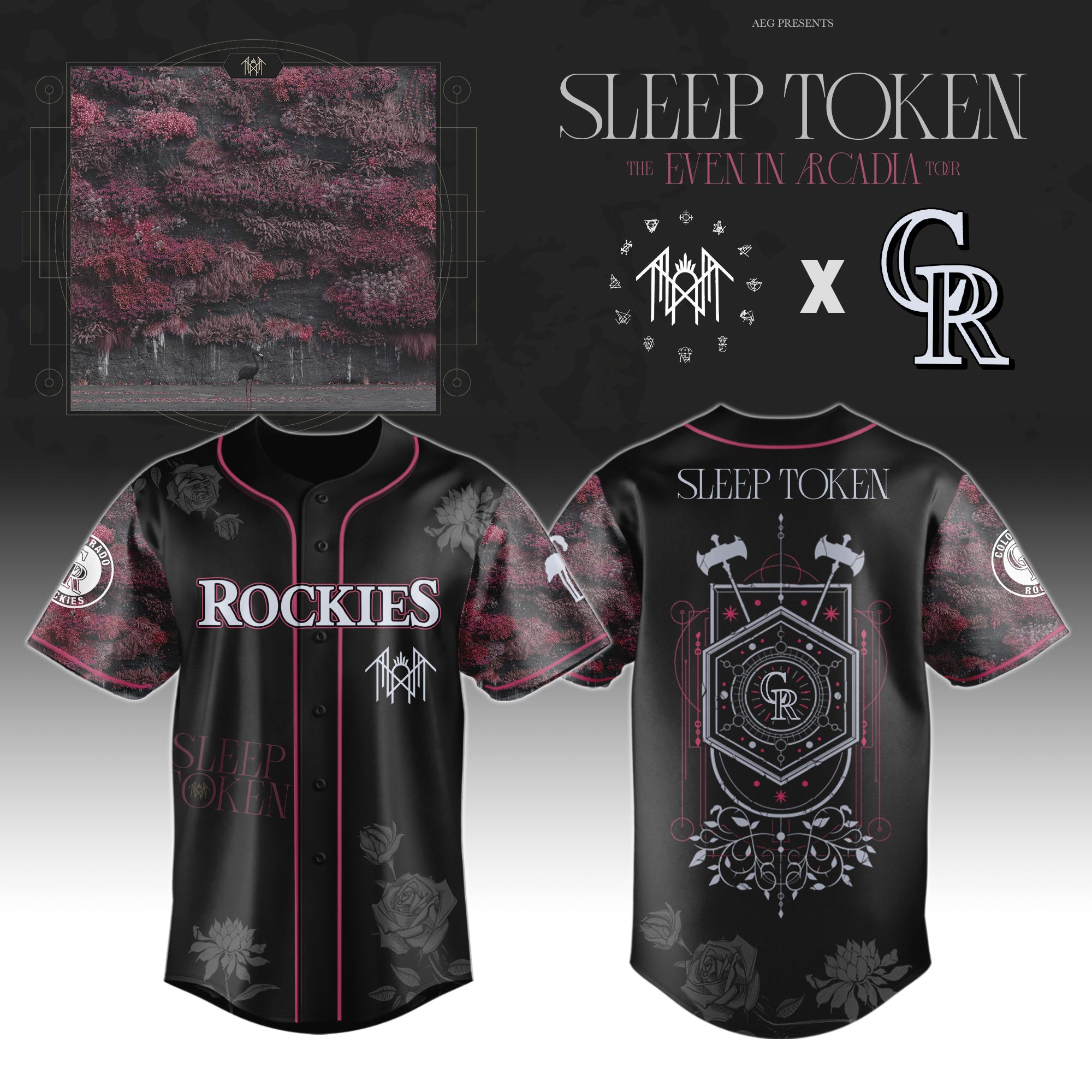 Colorado Rockies x Sleep Token Even in Arcadia Tour 2025 Baseball Jersey For Sport Teams Fans
