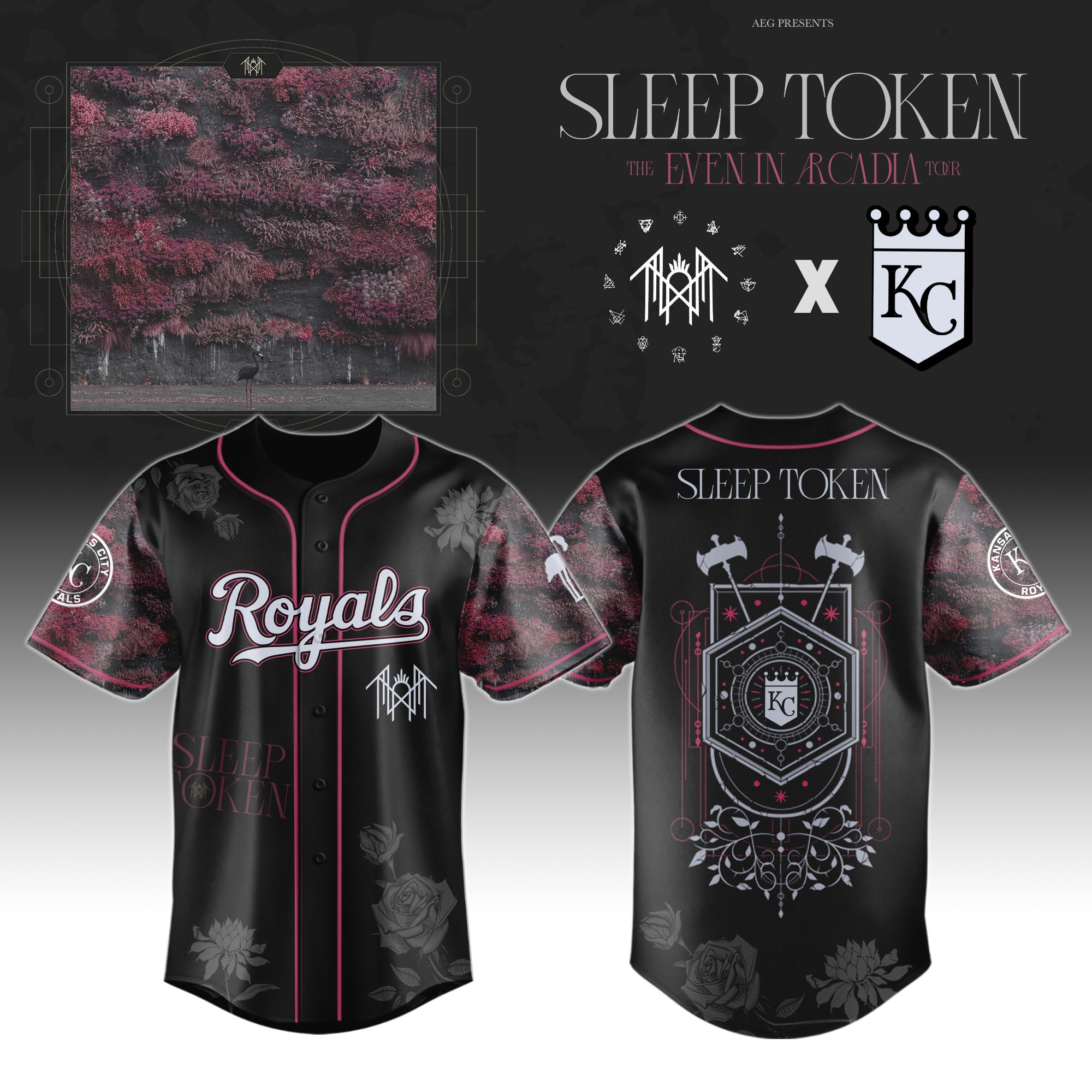 Kansas City Royals x Sleep Token Even in Arcadia Tour 2025 Baseball Jersey For Sport Teams Fans