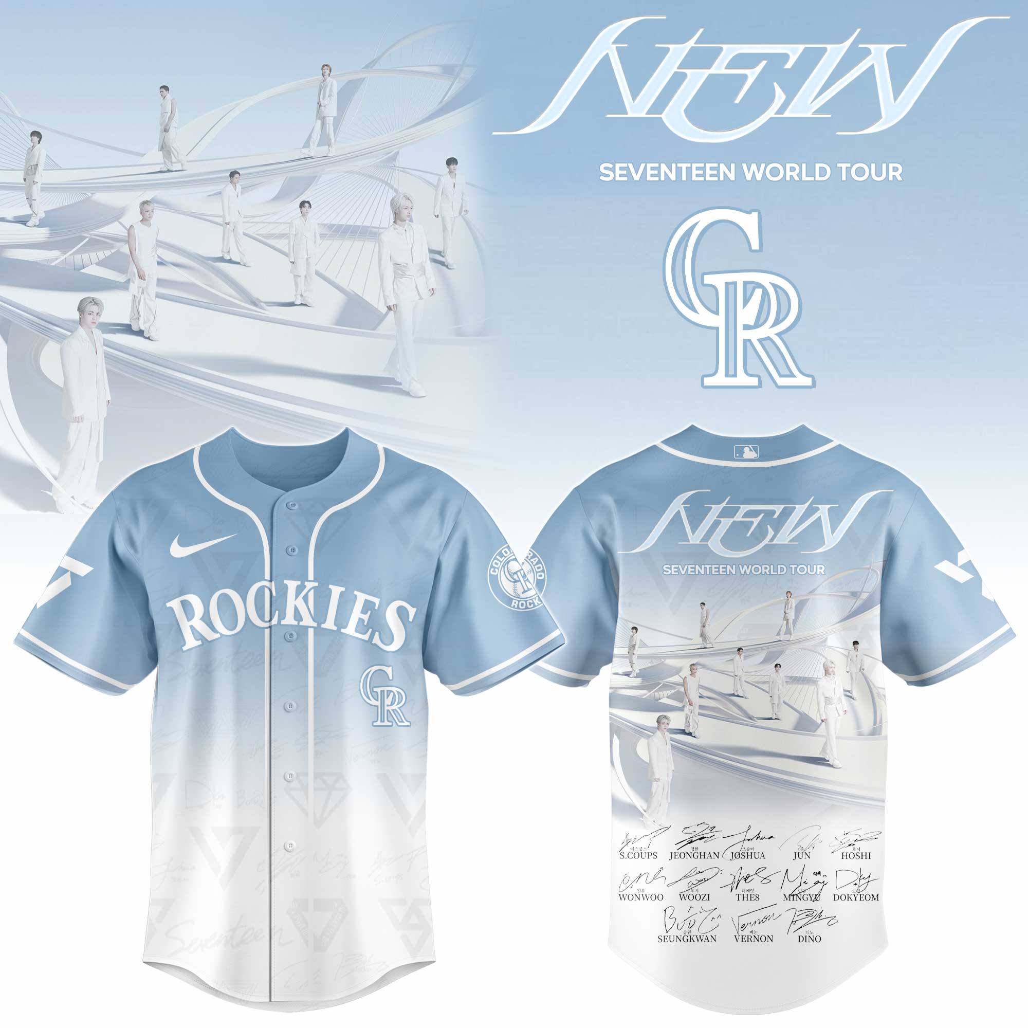 Colorado Rockies x Seventeen NEW World Tour Baseball Jersey For Sport Teams Fans