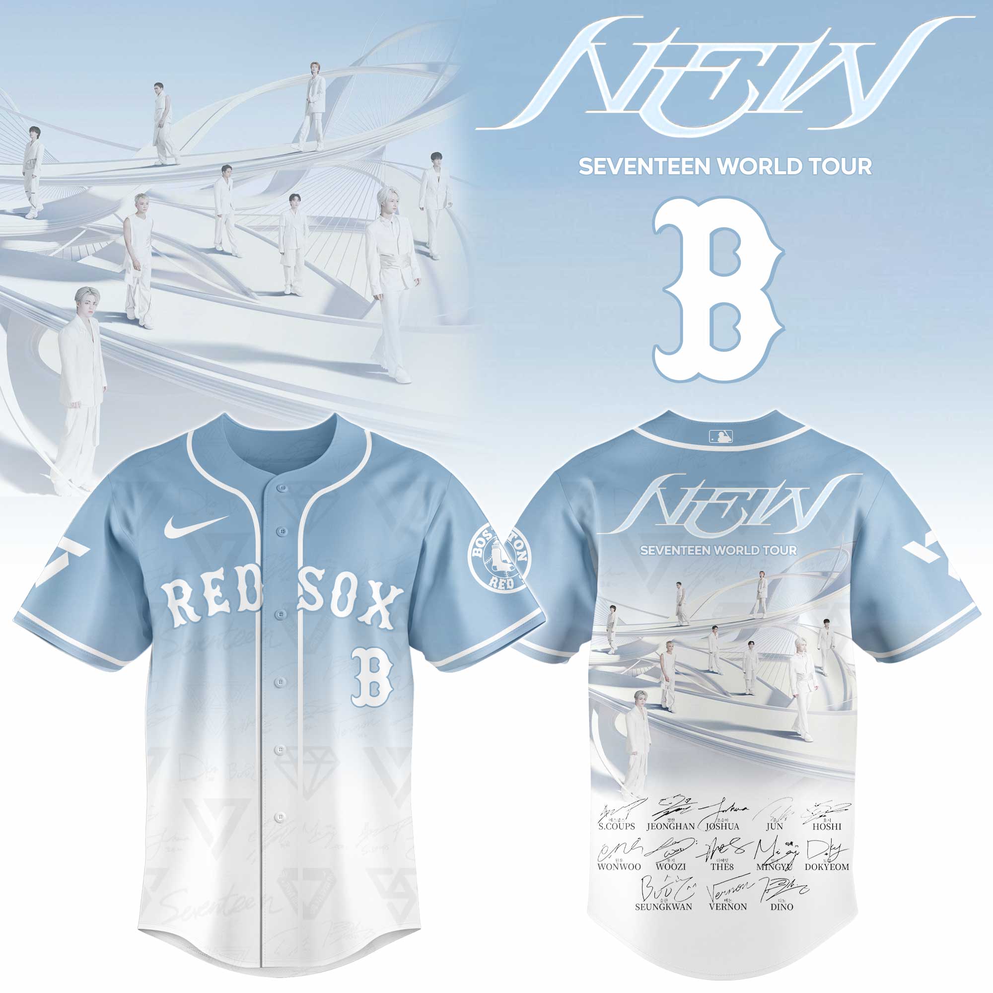 Boston Red Sox x Seventeen NEW World Tour Baseball Jersey For Sport Teams Fans