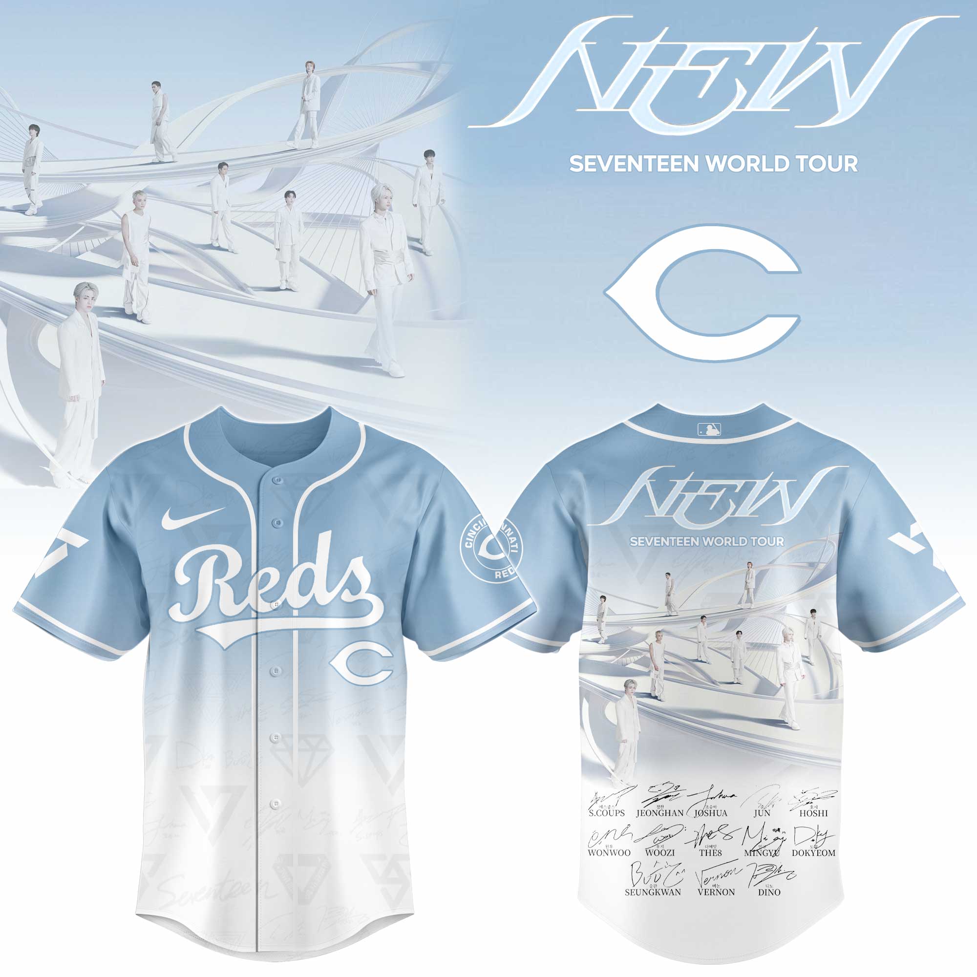 Cincinnati Reds x Seventeen NEW World Tour Baseball Jersey For Sport Teams Fans