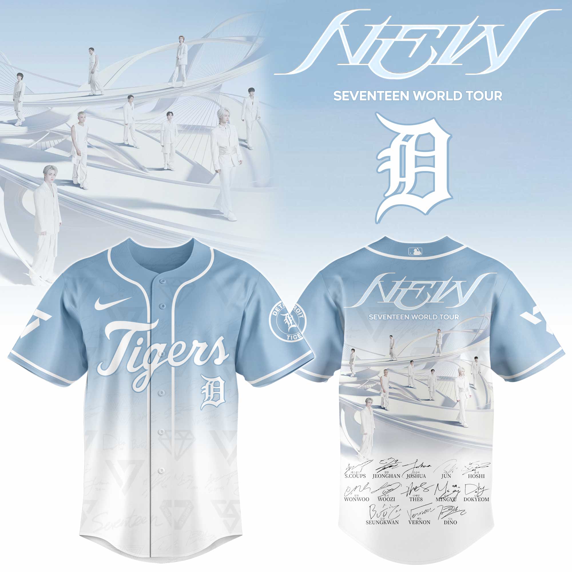 Detroit Tigers x Seventeen NEW World Tour Baseball Jersey For Sport Teams Fans