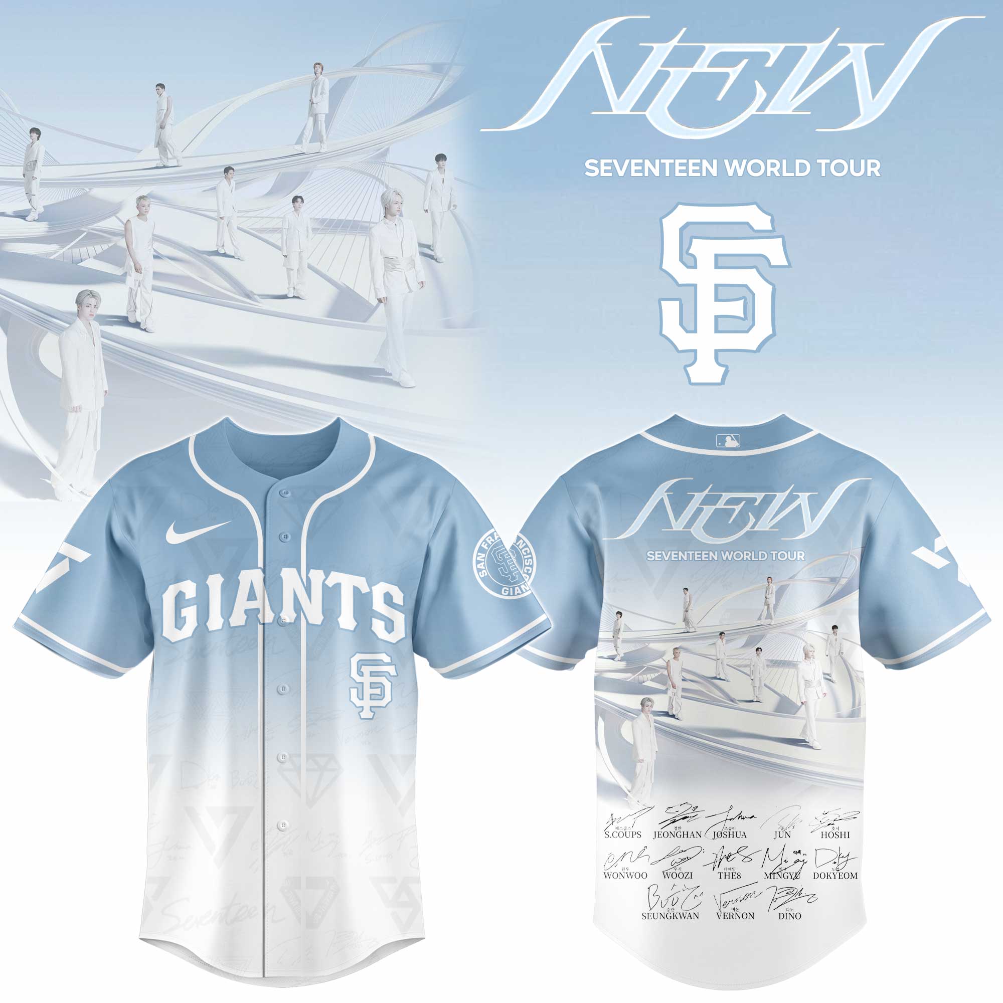 San Francisco Giants x Seventeen NEW World Tour Baseball Jersey For Sport Teams Fans
