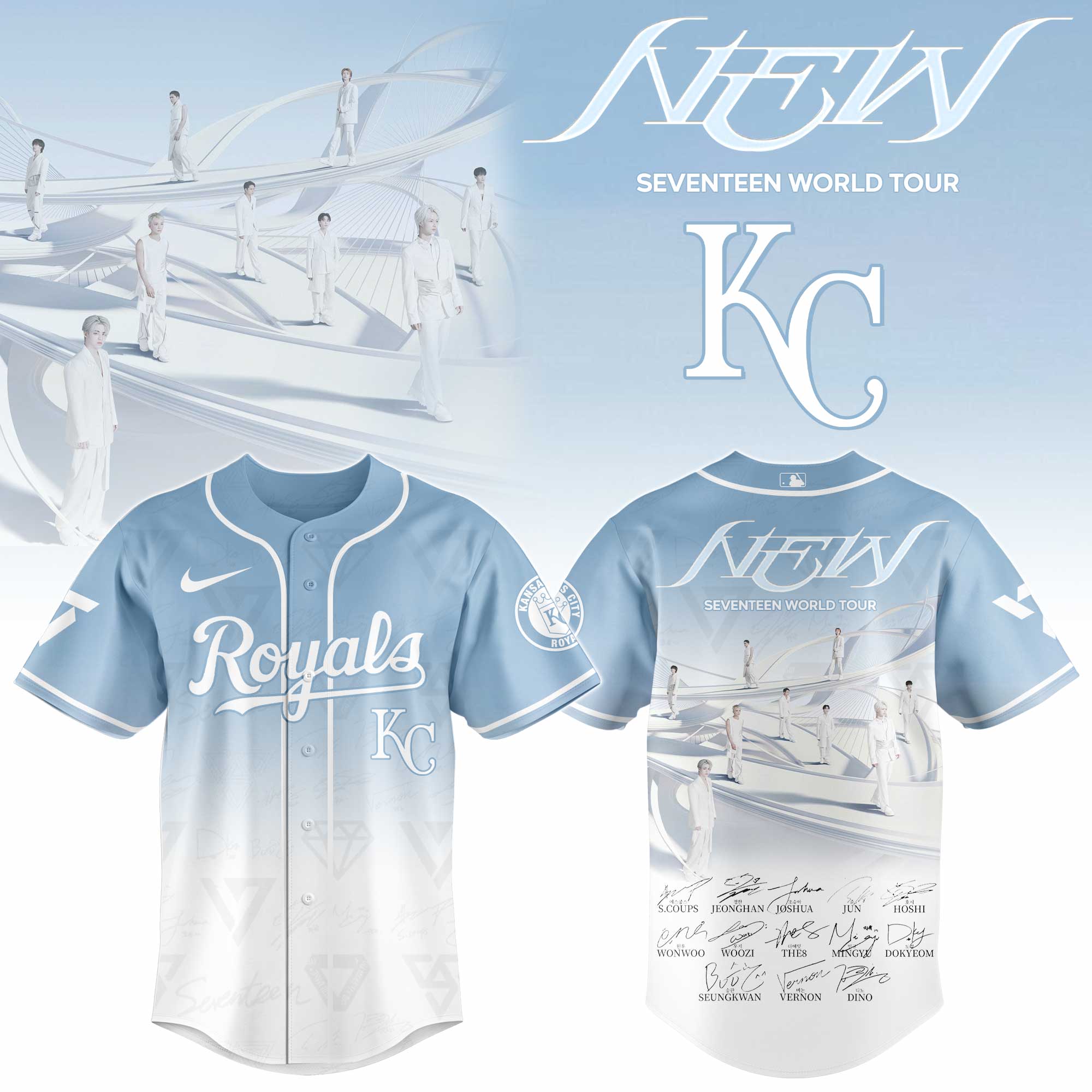 Kansas City Royals x Seventeen NEW World Tour Baseball Jersey For Sport Teams Fans