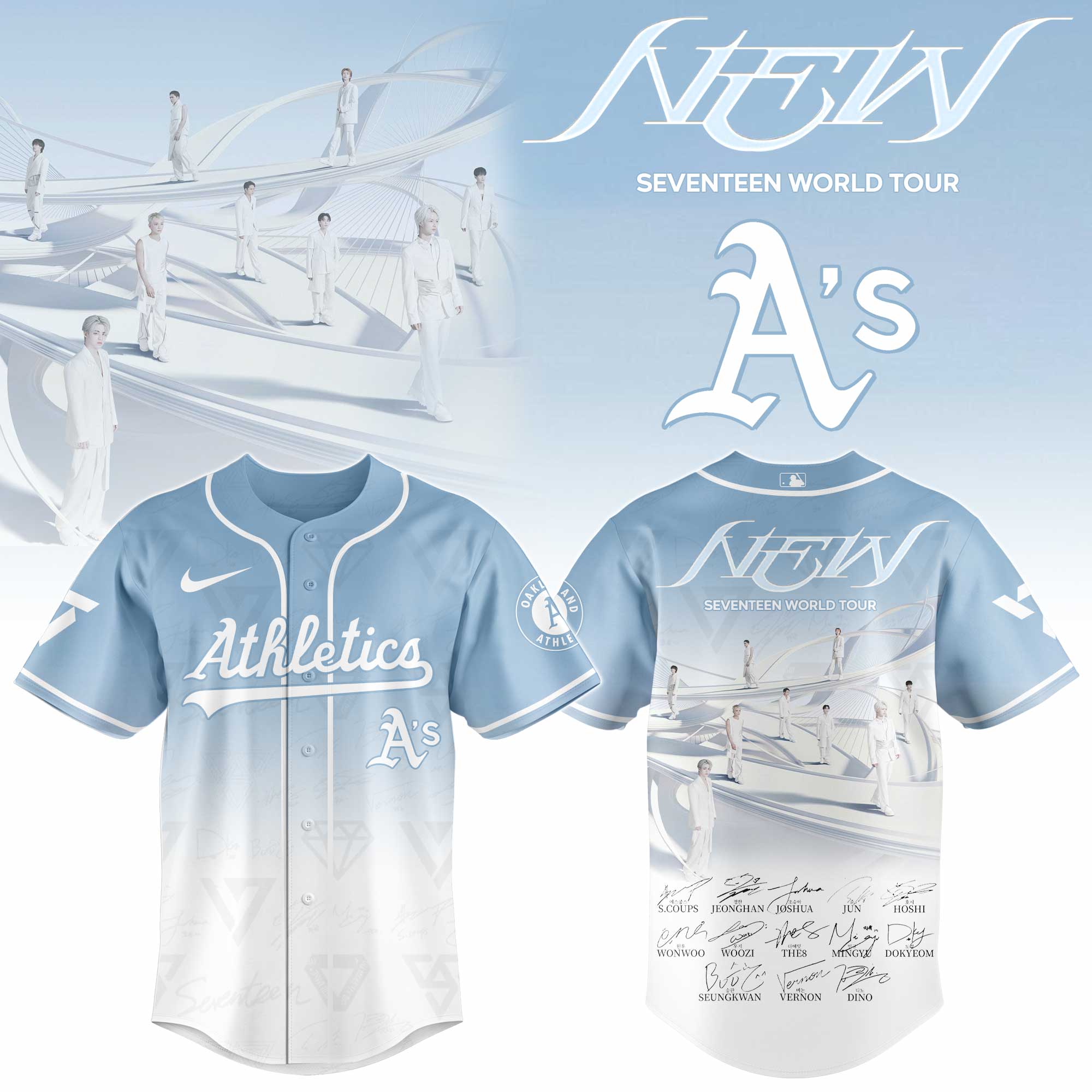 Oakland Athletics x Seventeen NEW World Tour Baseball Jersey For Sport Teams Fans