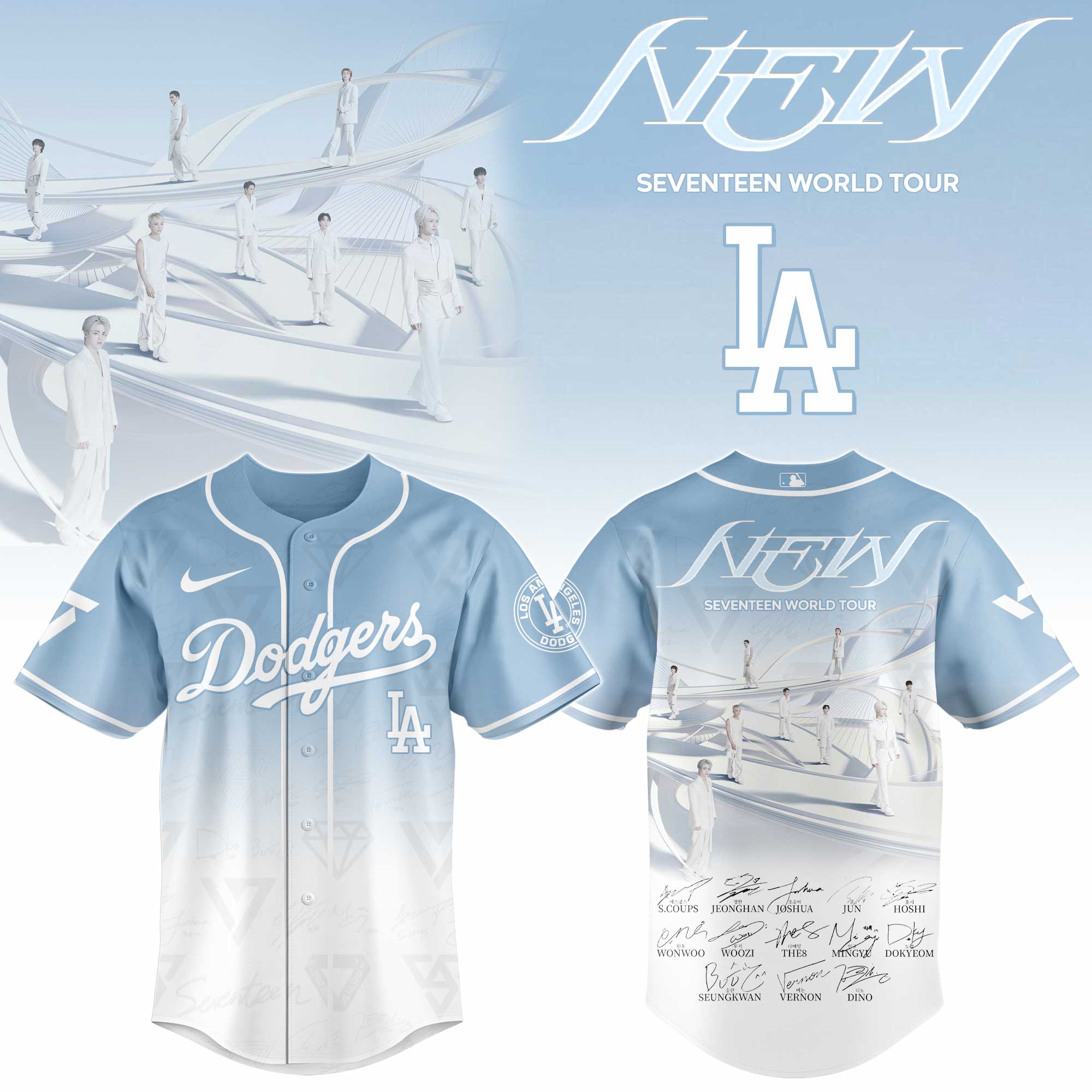 Los Angeles Dodgers x Seventeen NEW World Tour Baseball Jersey For Sport Teams Fans