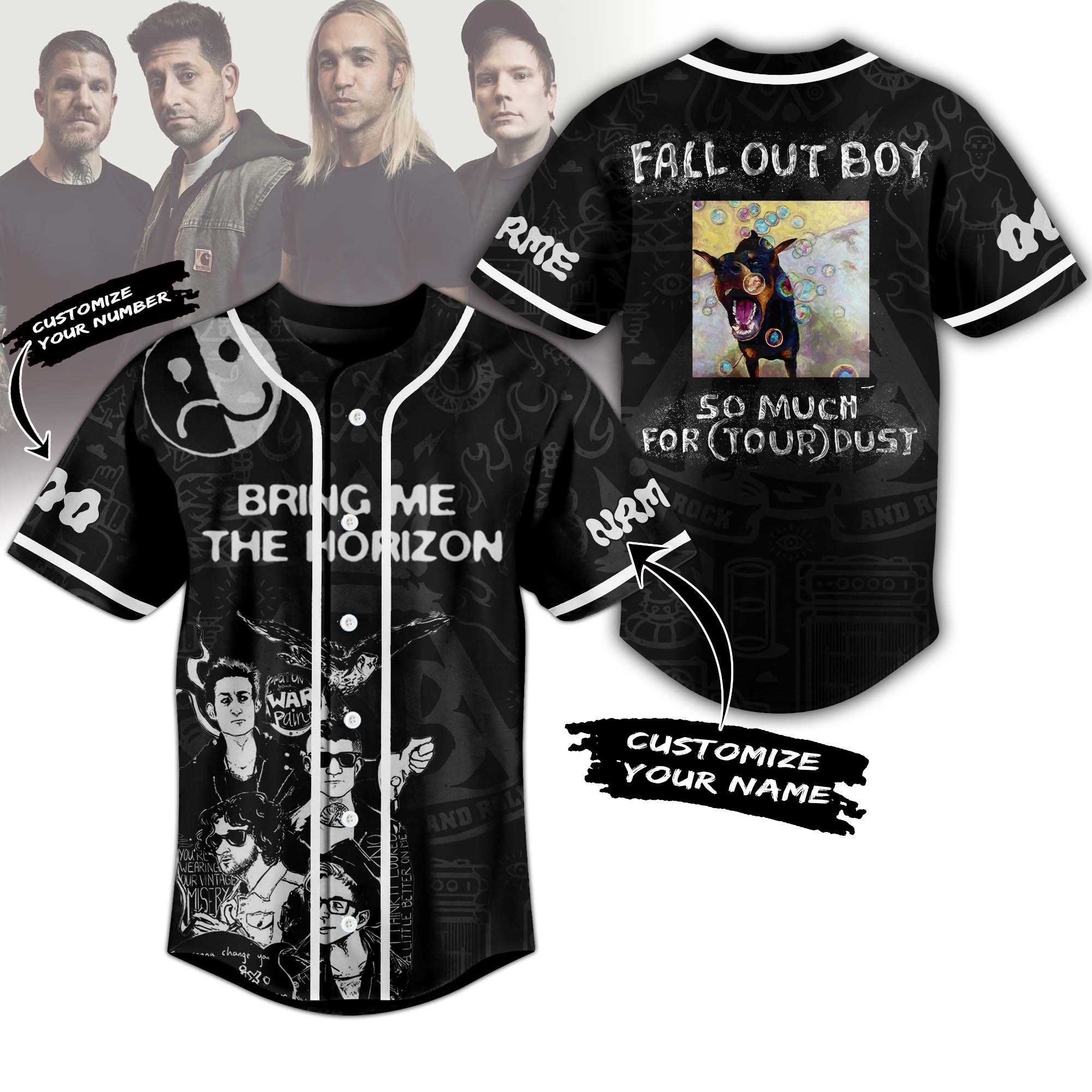 Fall Out Boy Music Baseball Jersey For Sport Teams Fans