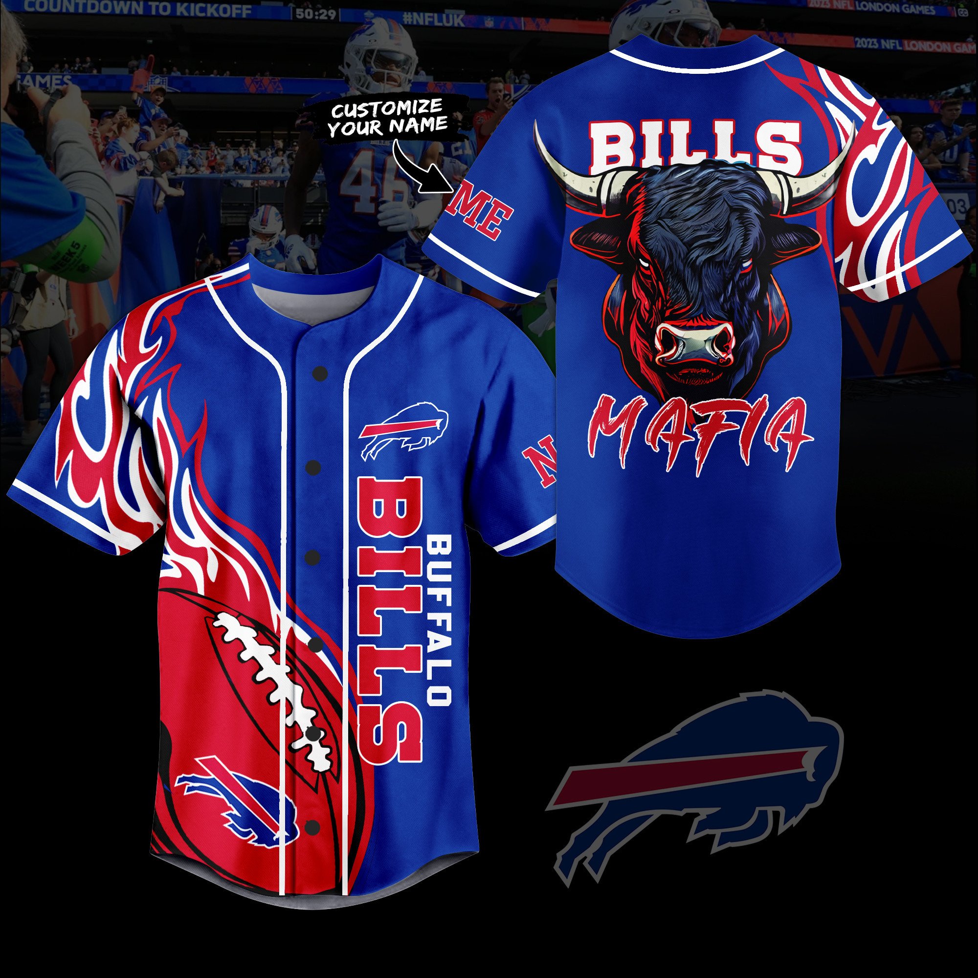 Buffalo Bills Baseball Jersey For Sport Teams Fans
