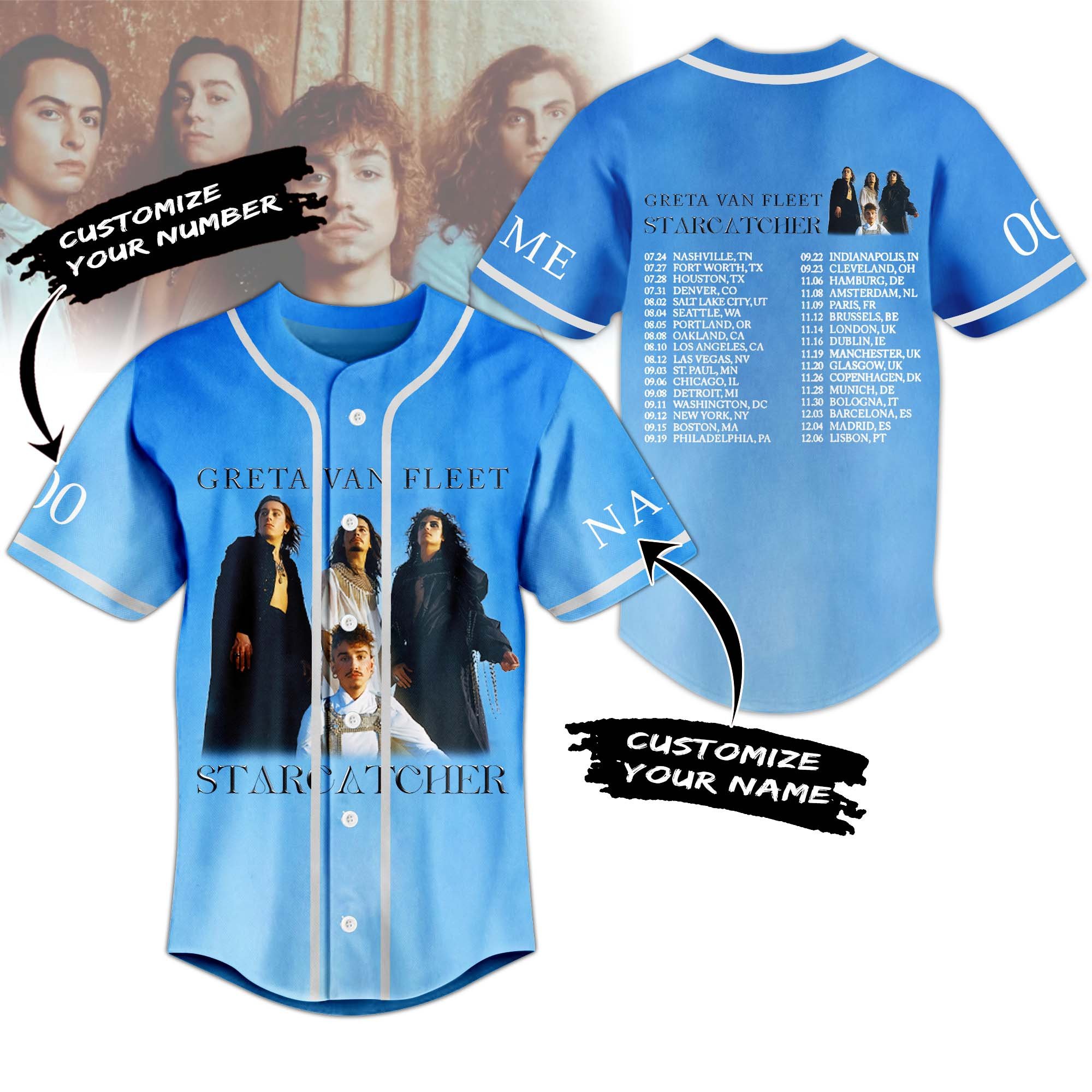 Greta Van Fleet Baseball Jersey For Sport Teams Fans
