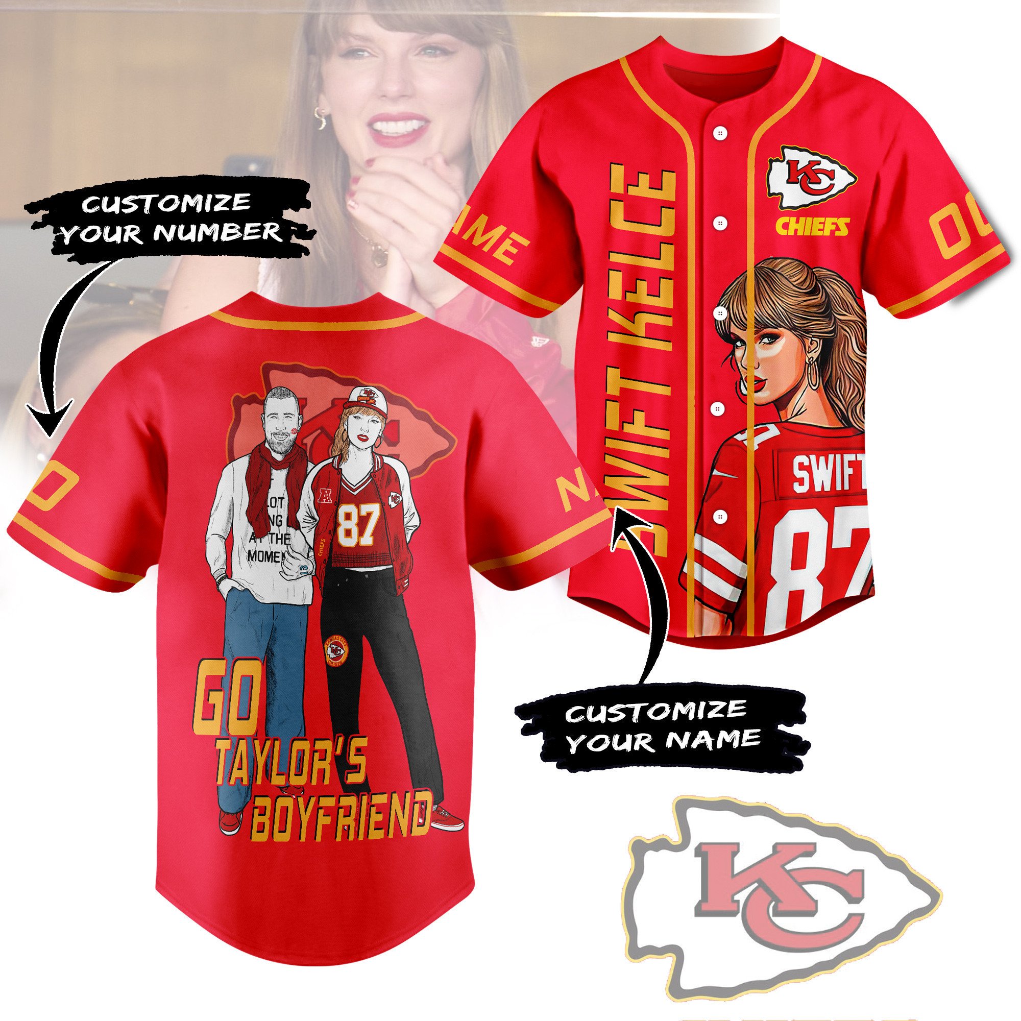 Taylor Swift Travis Kelce Baseball Jersey For Sport Teams Fans