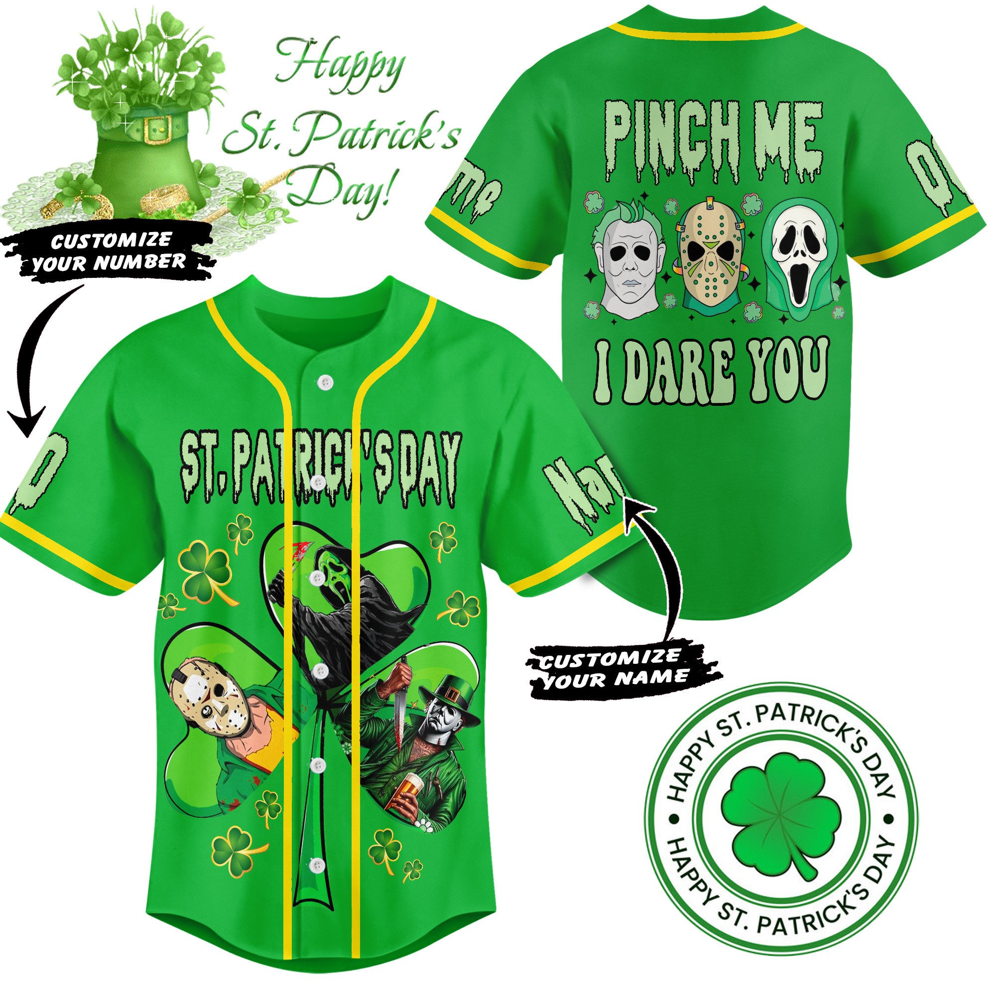 Happy St. Patricks Day Baseball Jersey For Sport Teams Fans