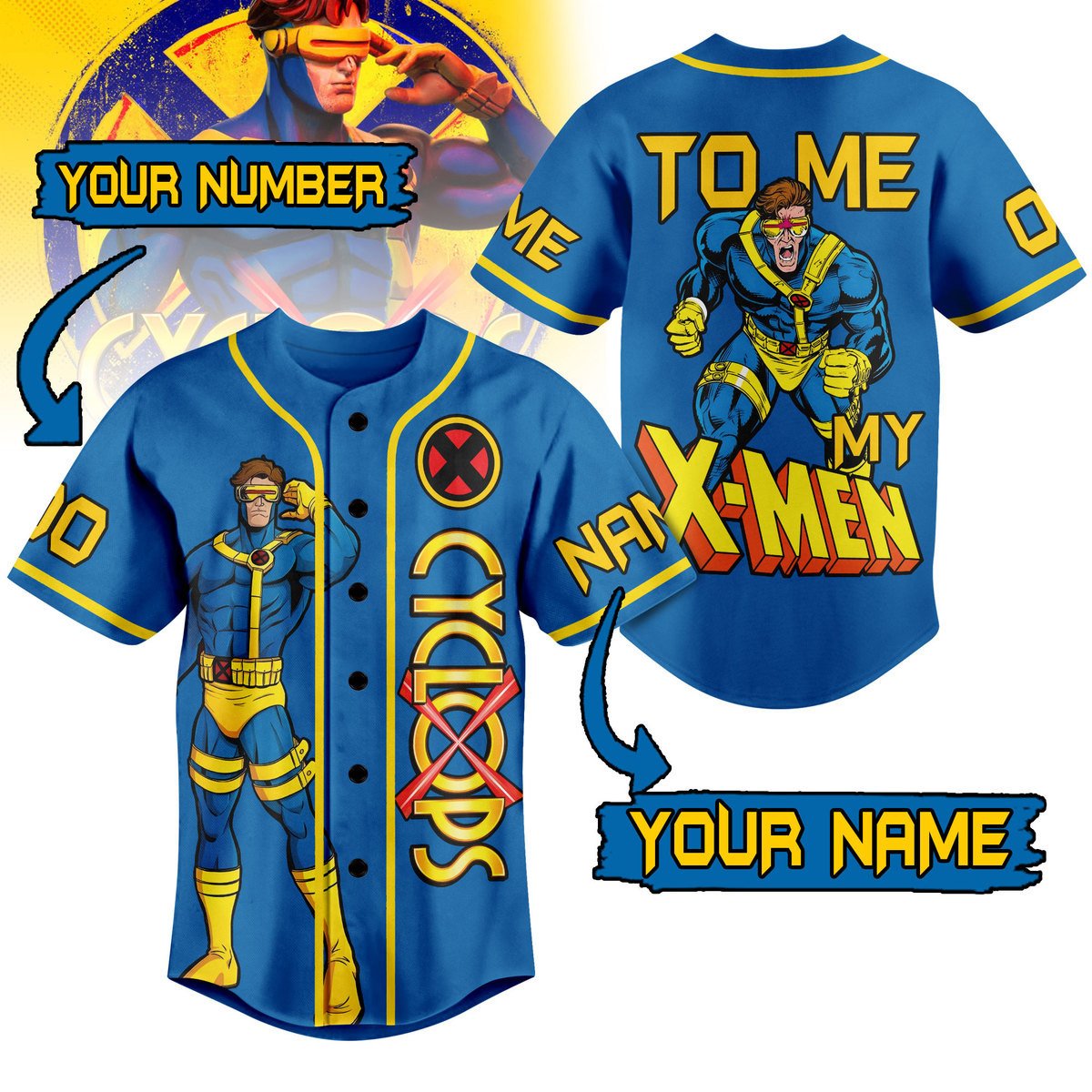 X-Men Cyclops Baseball Jersey For Sport Teams Fans
