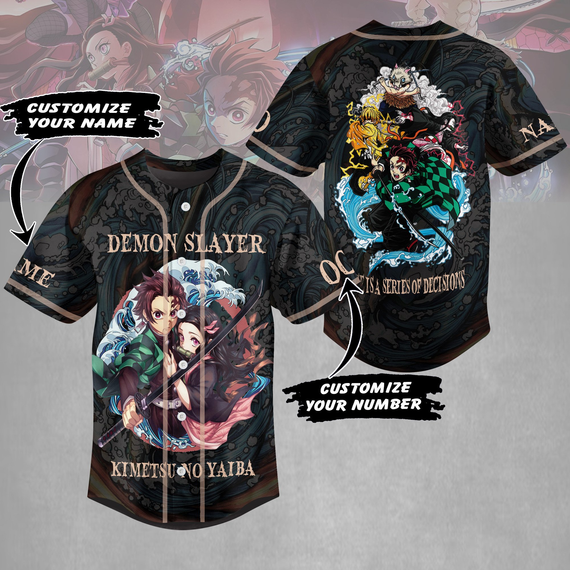 Demon Slayer Kimetsu No Yaiba Baseball Jersey For Sport Teams Fans