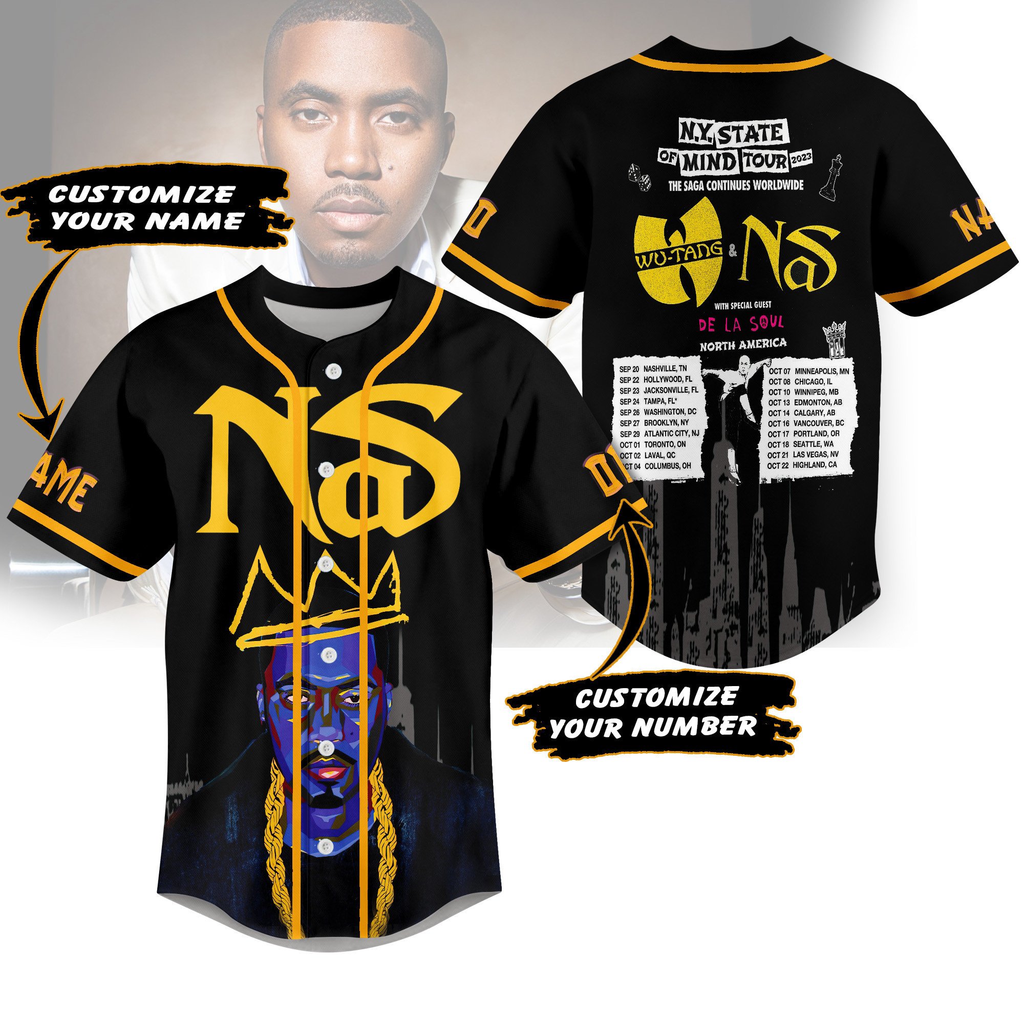 Wu Tang Clan And Nas Baseball Jersey For Sport Teams Fans
