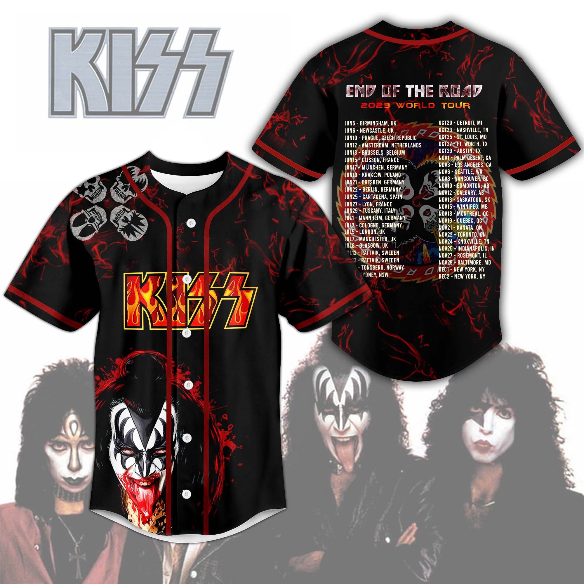 Kiss Baseball Jersey For Sport Teams Fans