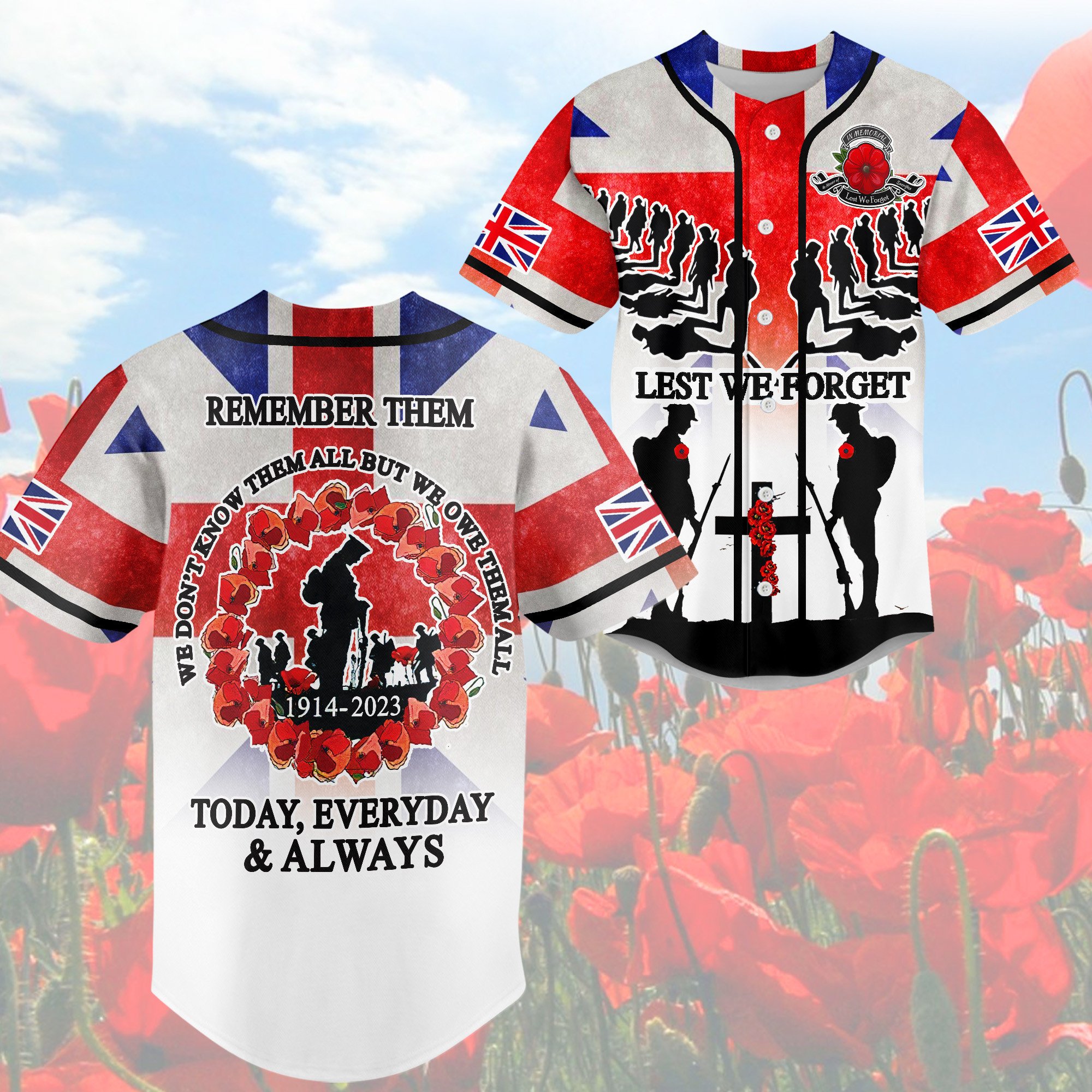 UK Veteran Remember Them We Dont Know Them All Baseball Jersey For Sport Teams Fans