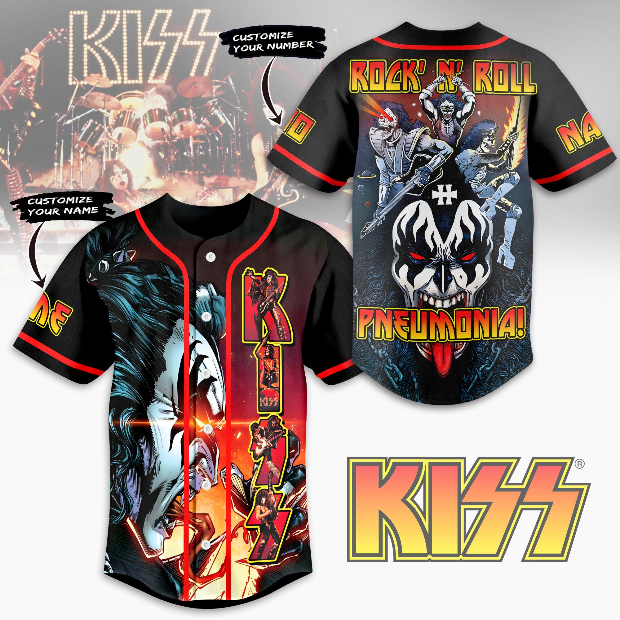 Kiss Baseball Jersey For Sport Teams Fans