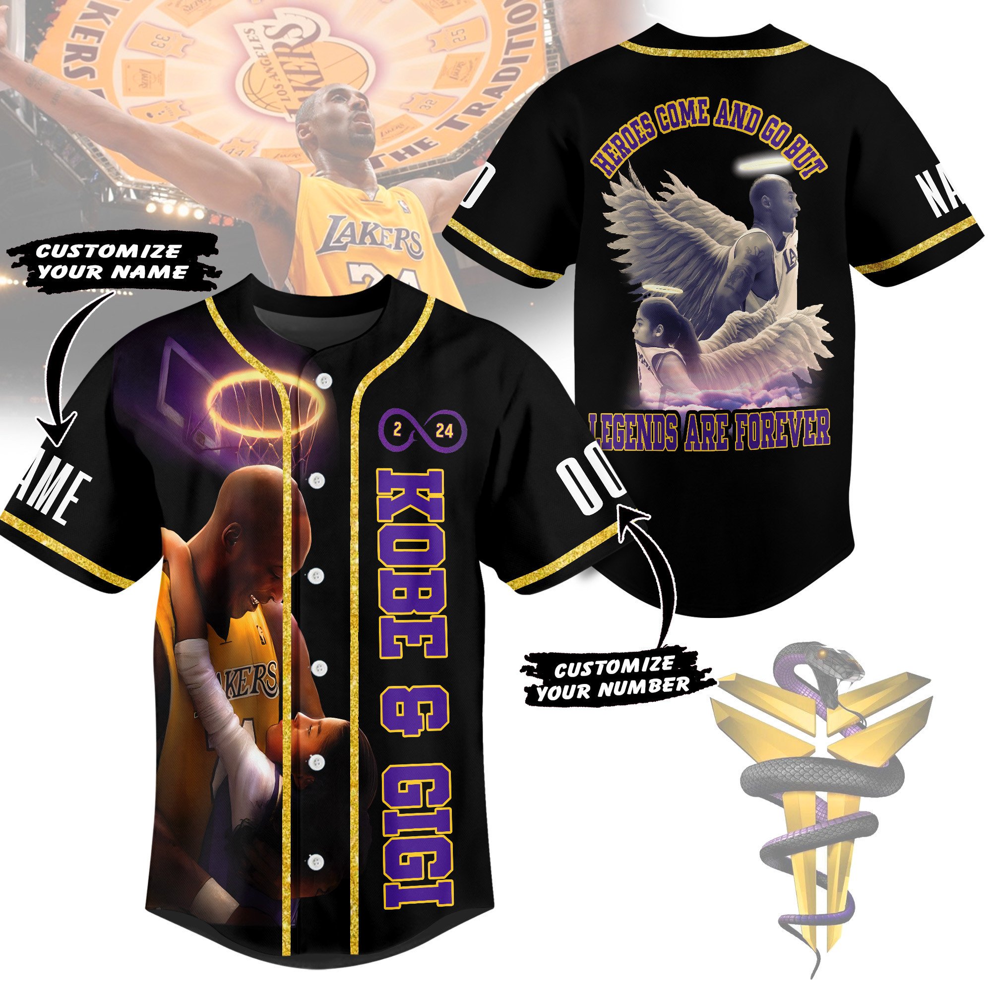 Kobe Bryant The Black Mamba Baseball Jersey For Sport Teams Fans
