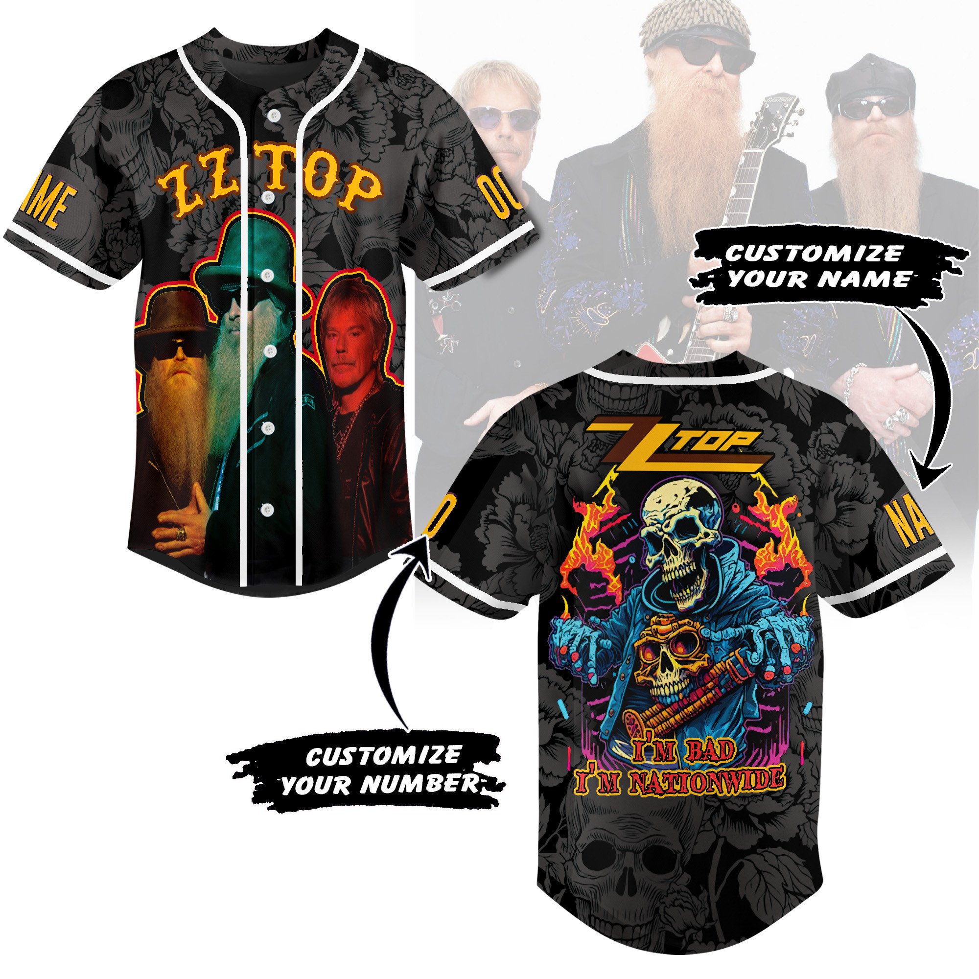 ZZ Top Baseball Jersey For Sport Teams Fans