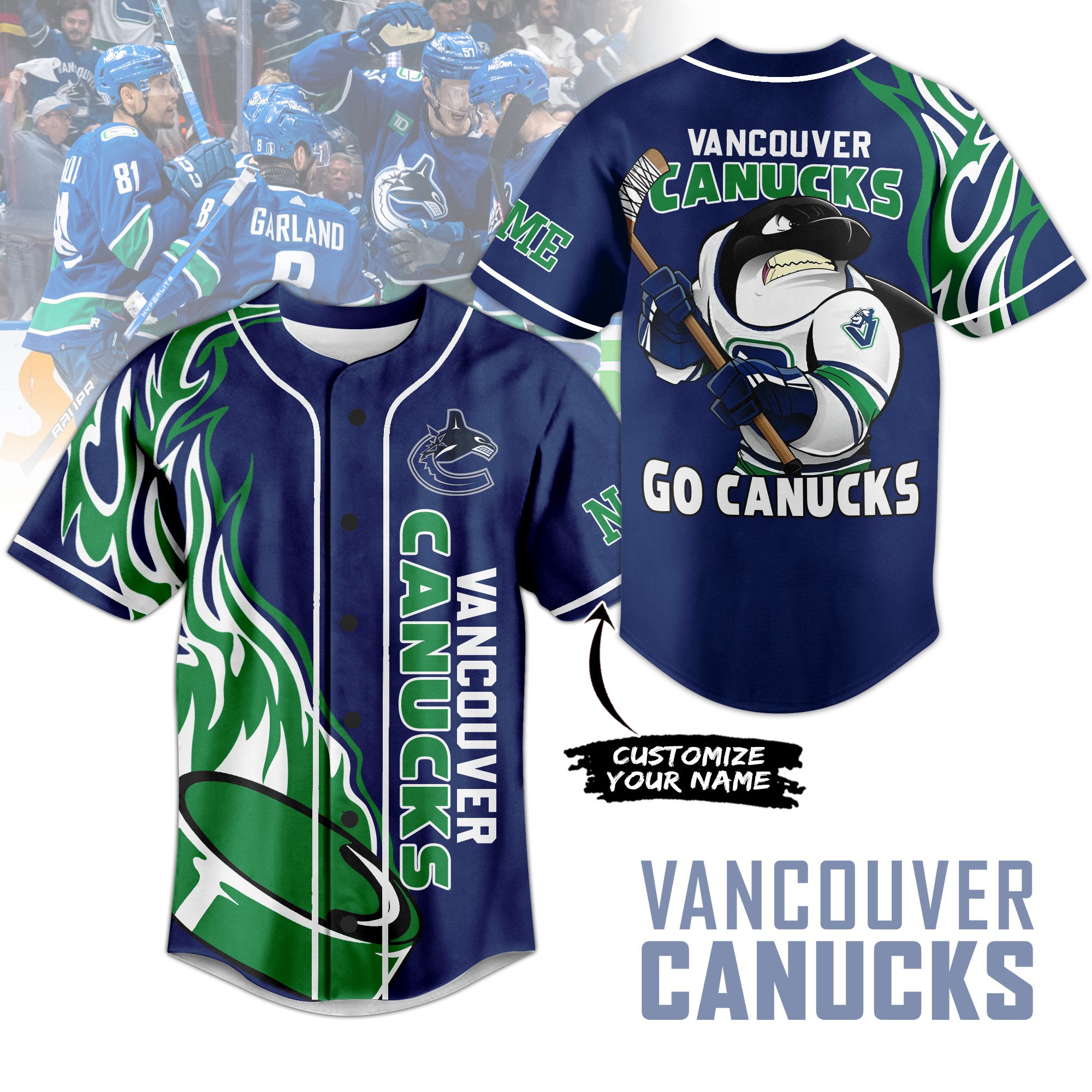 Vancouver Canucks Baseball Jersey For Sport Teams Fans