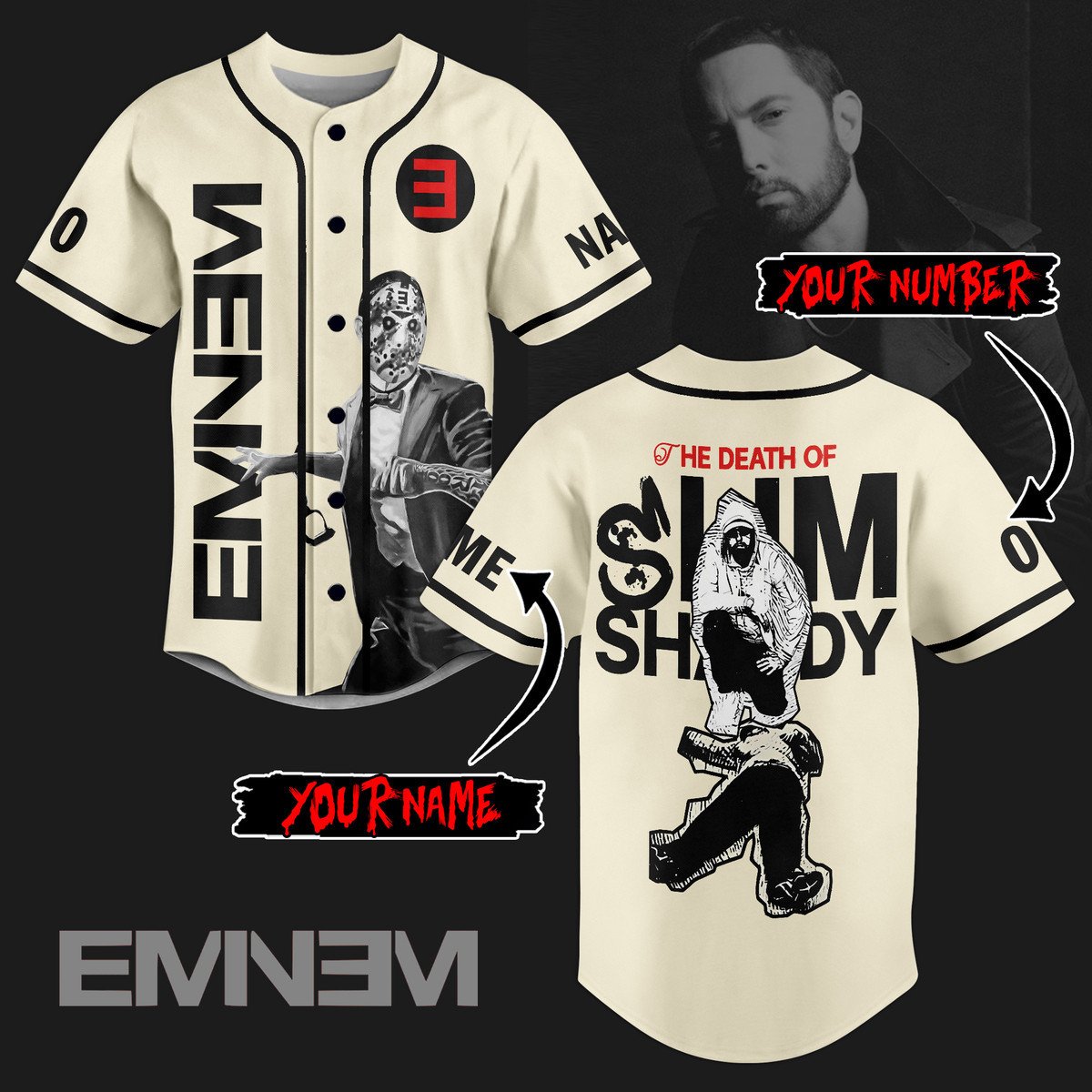 Eminem Baseball Jersey For Sport Teams Fans