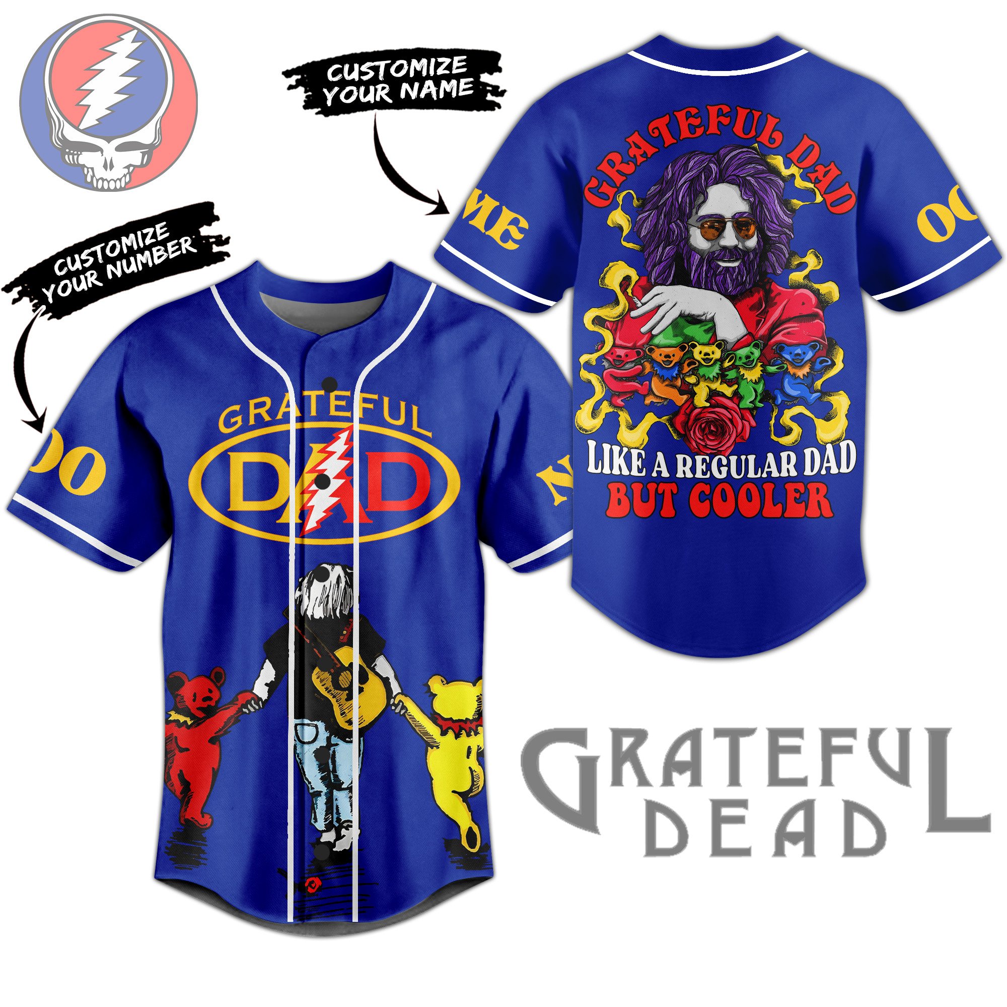 Grateful Dead Baseball Jersey For Sport Teams Fans