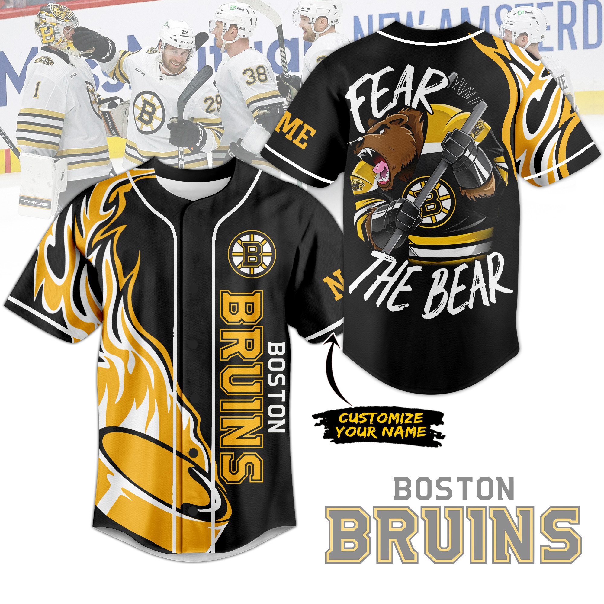 Boston Bruins Baseball Jersey For Sport Teams Fans