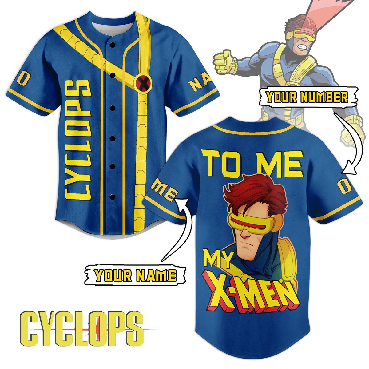 X-Men Cyclops Baseball Jersey For Sport Teams Fans