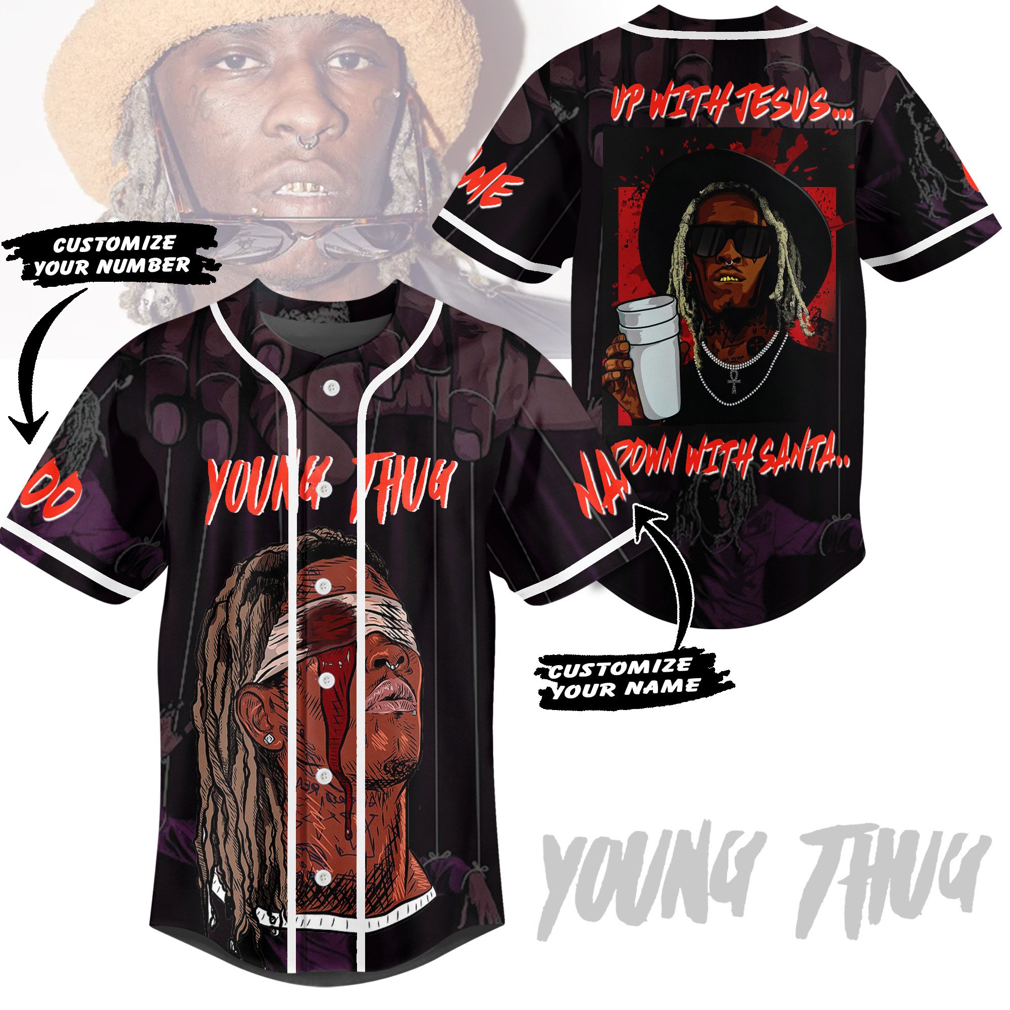 Young Thug Baseball Jersey For Sport Teams Fans
