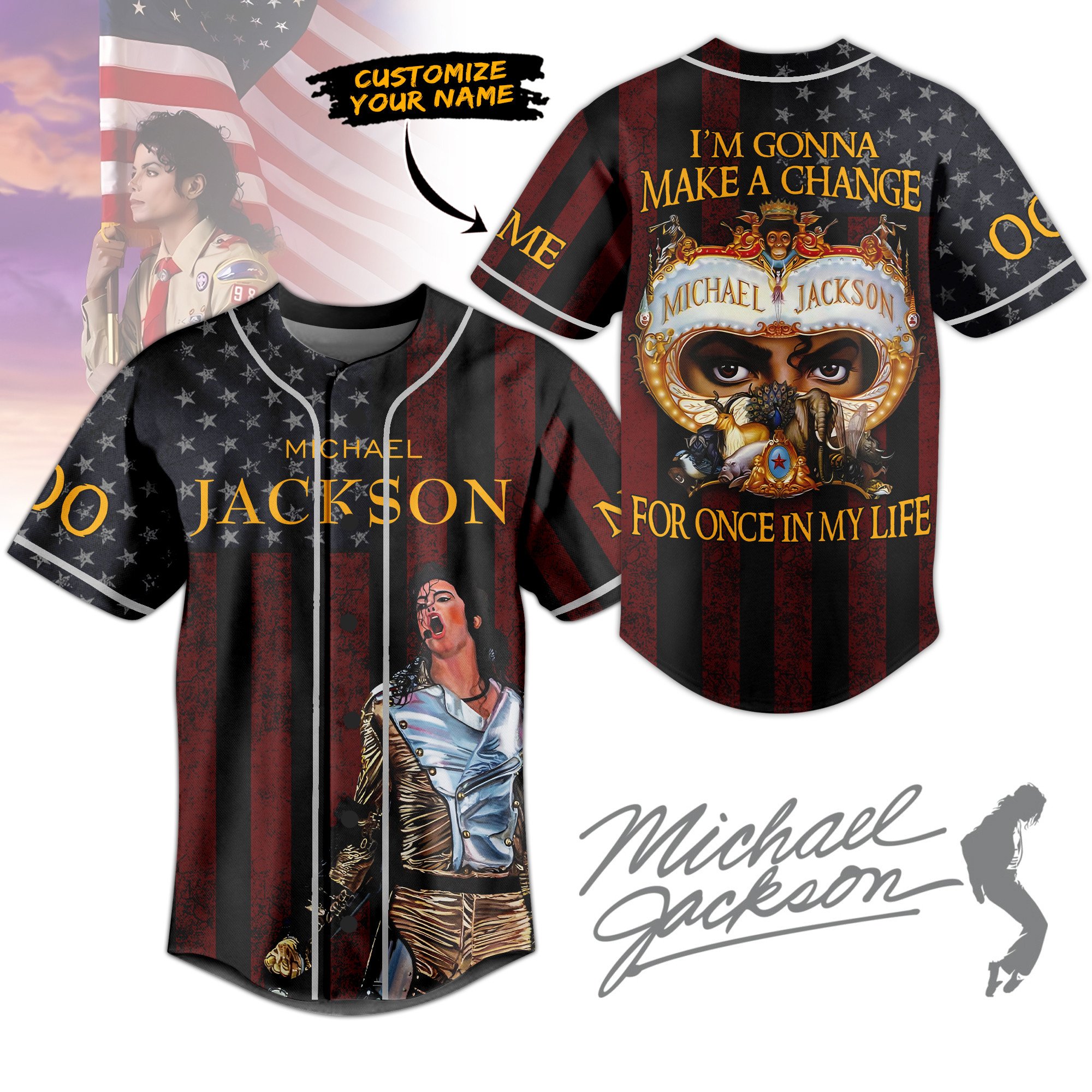 Michael Jackson Baseball Jersey For Sport Teams Fans