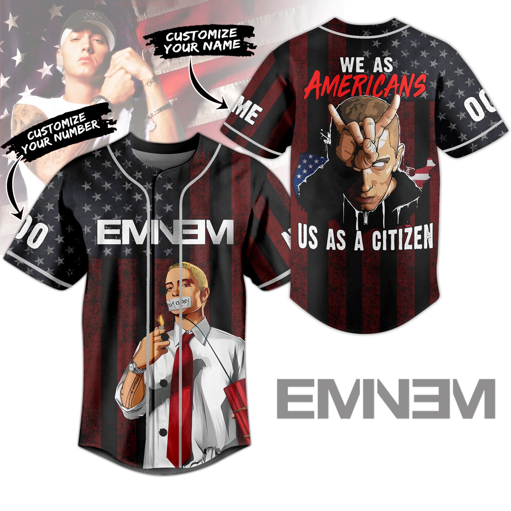 Eminem Baseball Jersey For Sport Teams Fans