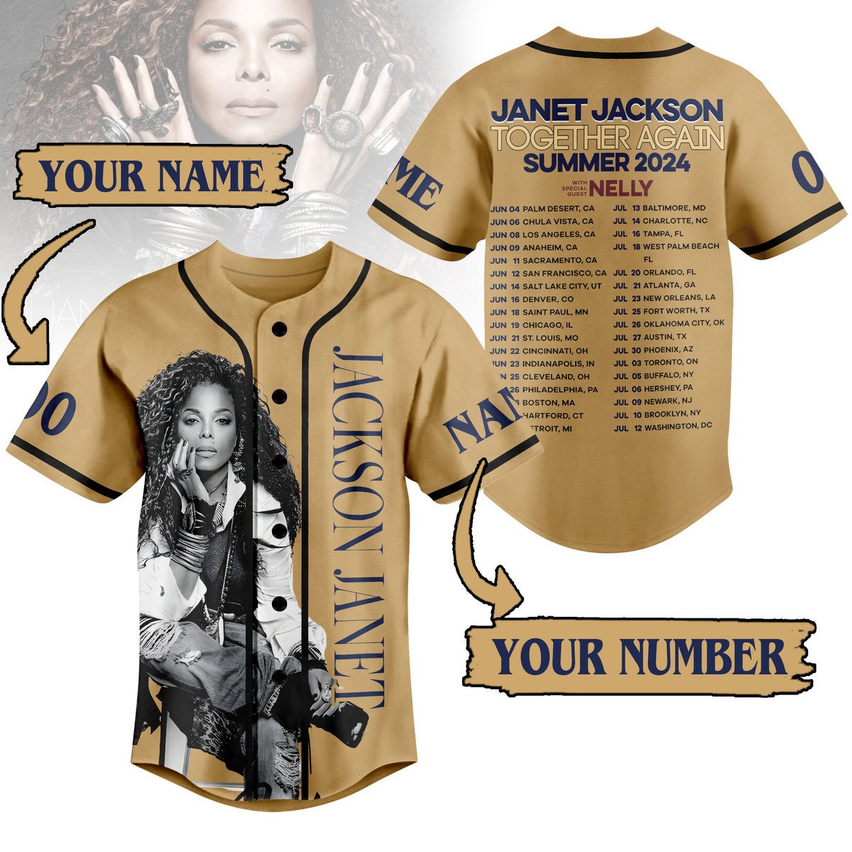Janet Jackson Baseball Jersey For Sport Teams Fans