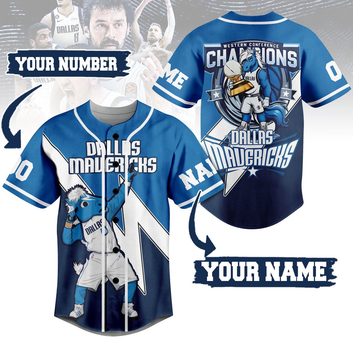 Dallas Mavericks Baseball Jersey For Sport Teams Fans