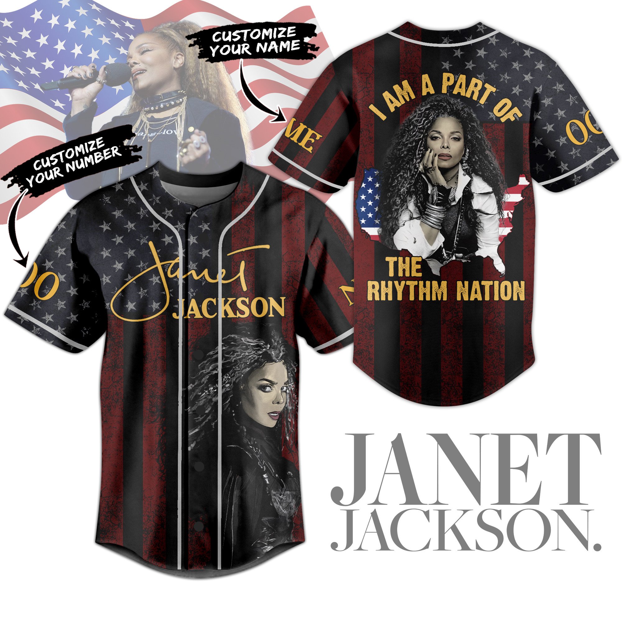Janet Jackson Baseball Jersey For Sport Teams Fans