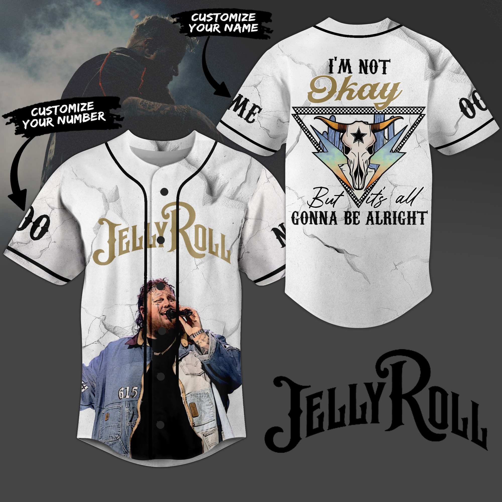 Jelly Roll Baseball Jersey For Sport Teams Fans