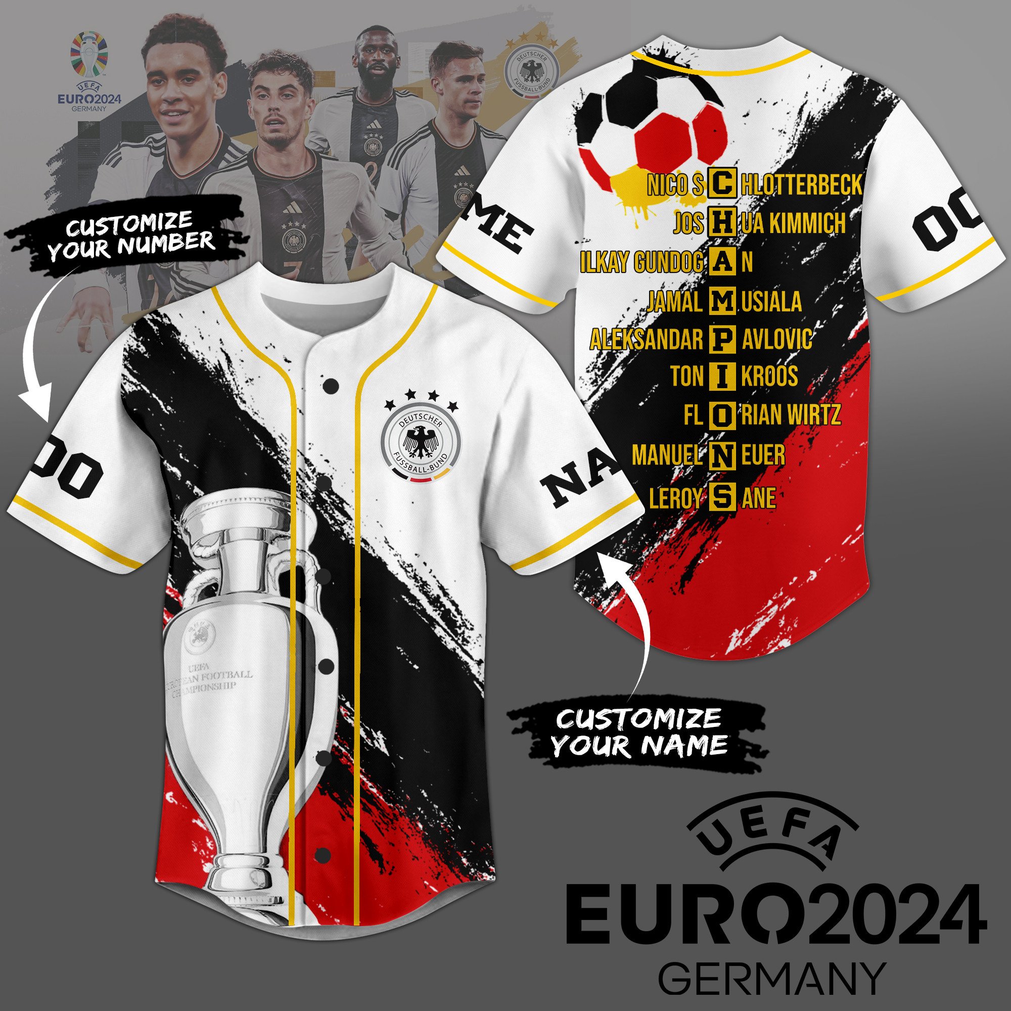 Germany Team European Football Baseball Jersey For Sport Teams Fans