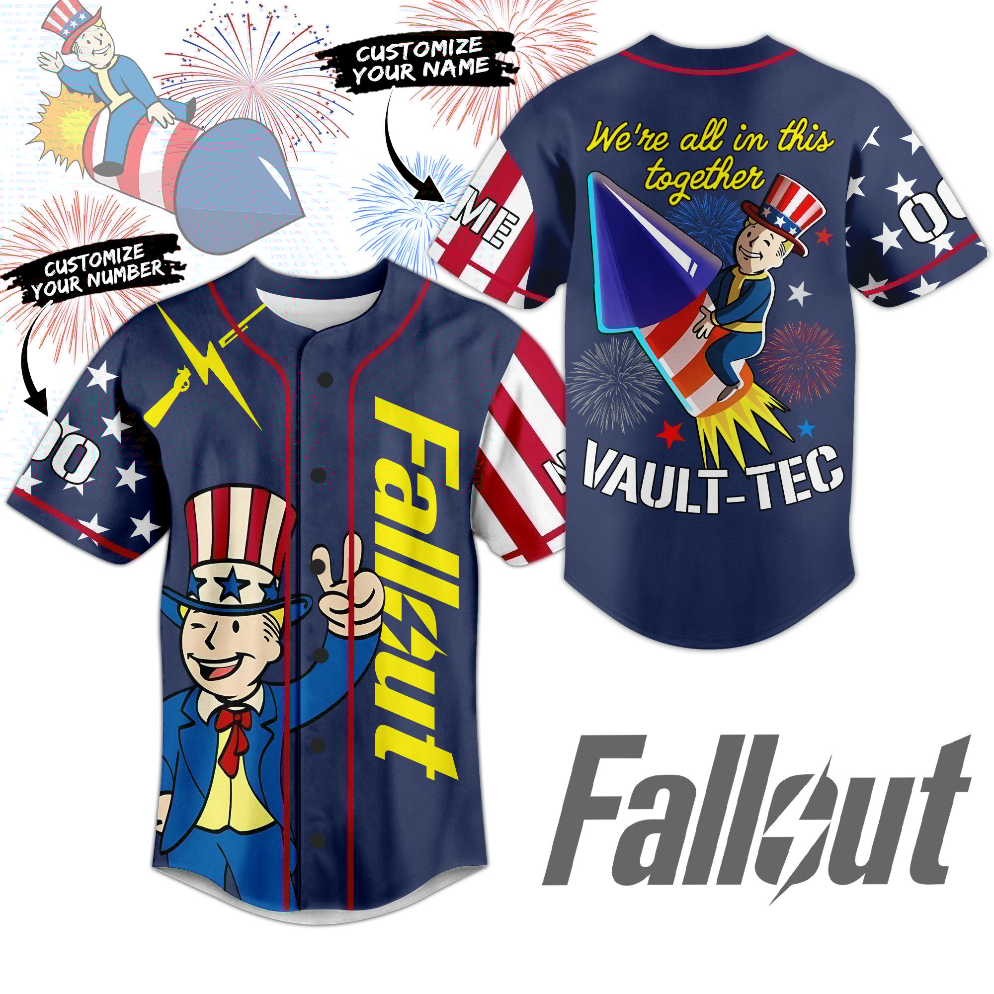 Fallout Vault-Tec Baseball Jersey For Sport Teams Fans