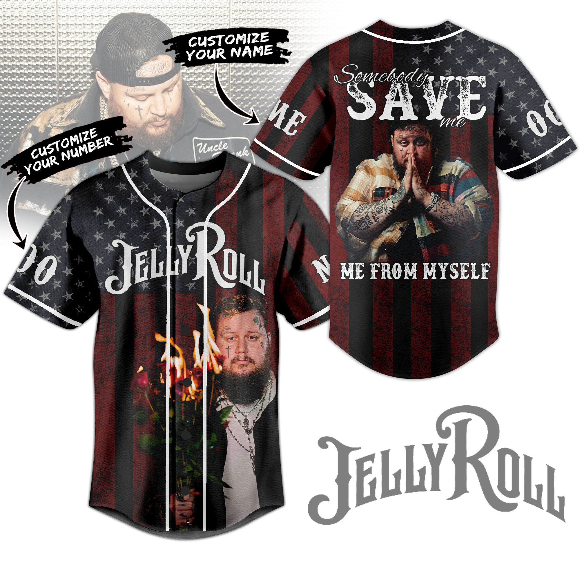 Jelly Roll Baseball Jersey For Sport Teams Fans