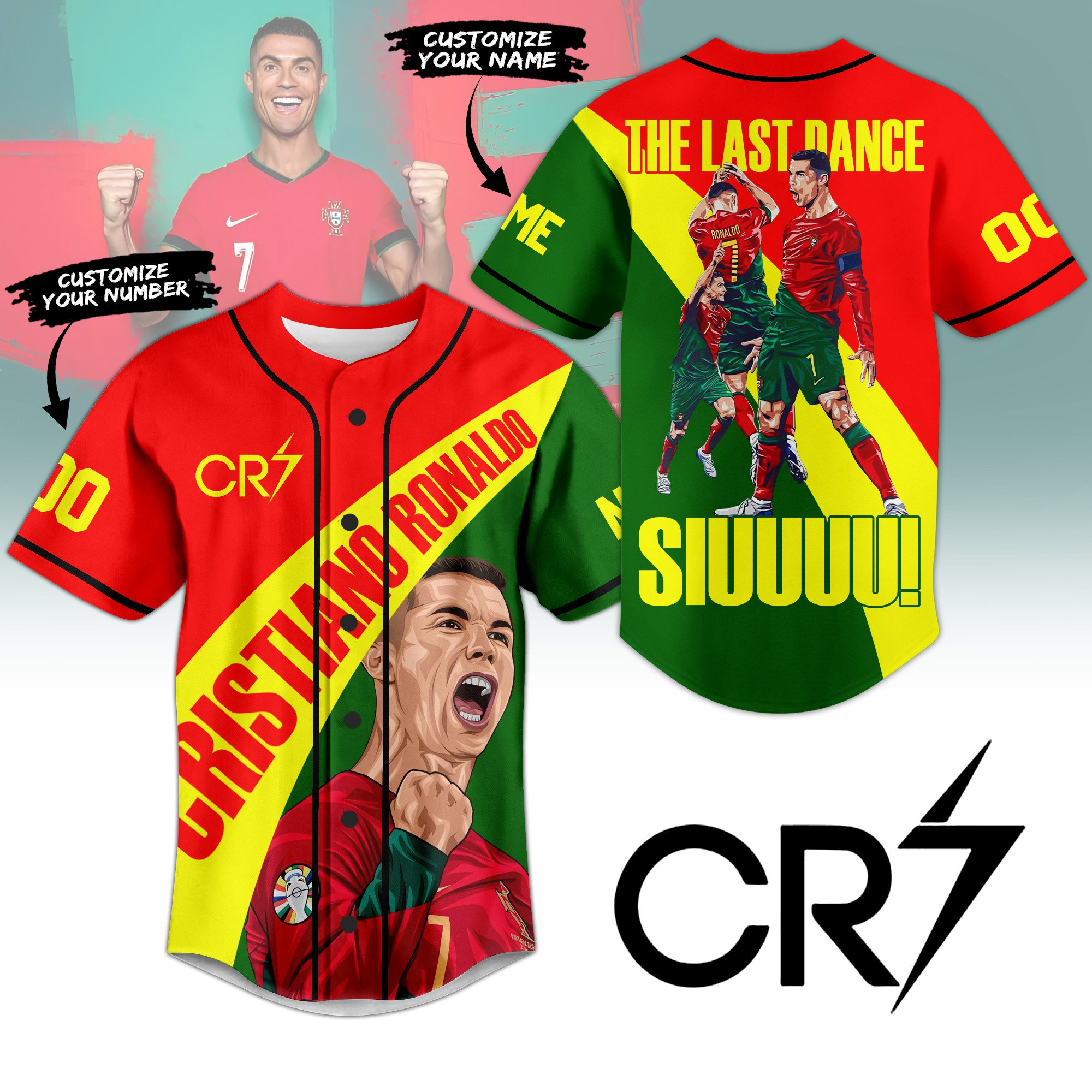 Cristiano Ronaldo Baseball Jersey For Sport Teams Fans