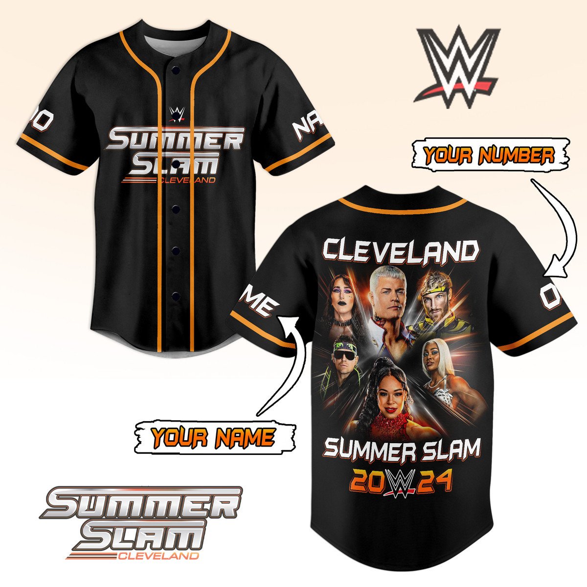 WWE Cleveland Summer Slam Baseball Jersey For Sport Teams Fans