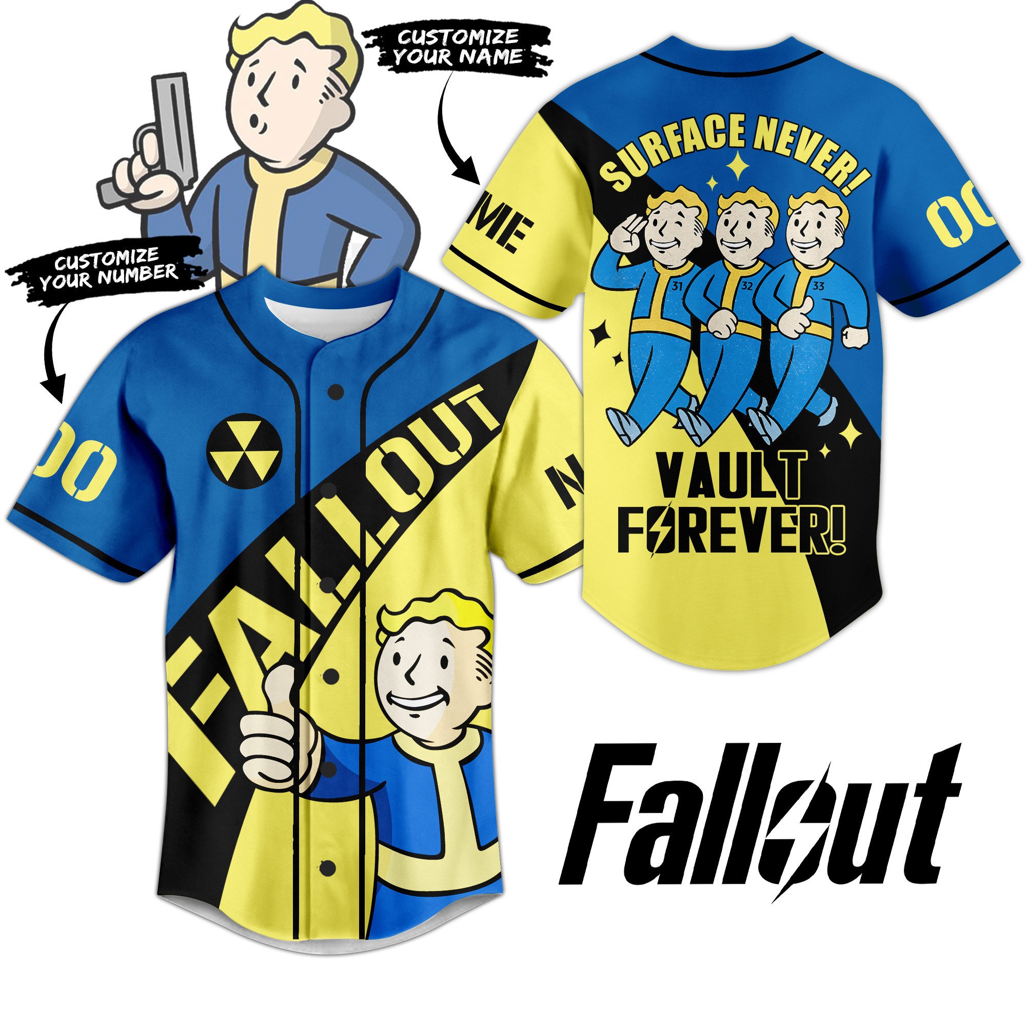 Fallout Surface Never Vault Forever Baseball Jersey For Sport Teams Fans