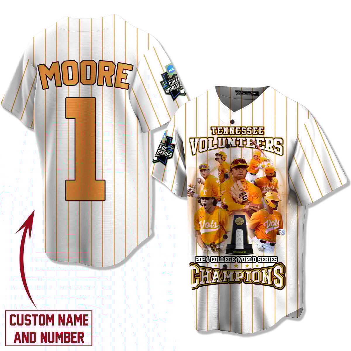 Tennessee Volunteers Baseball Jersey For Sport Teams Fans