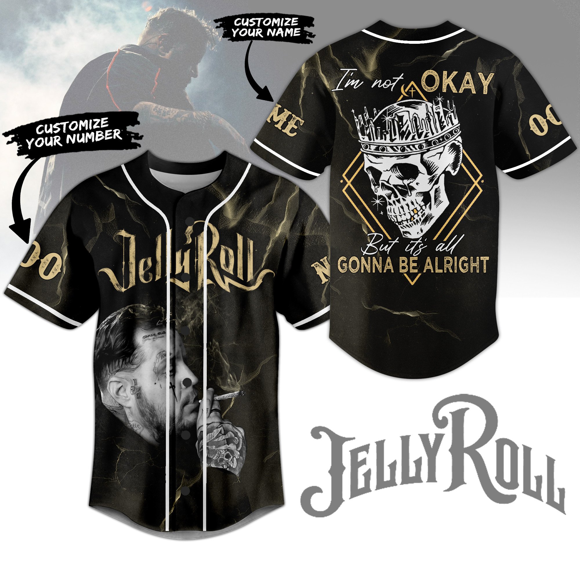 Jelly Roll Baseball Jersey For Sport Teams Fans